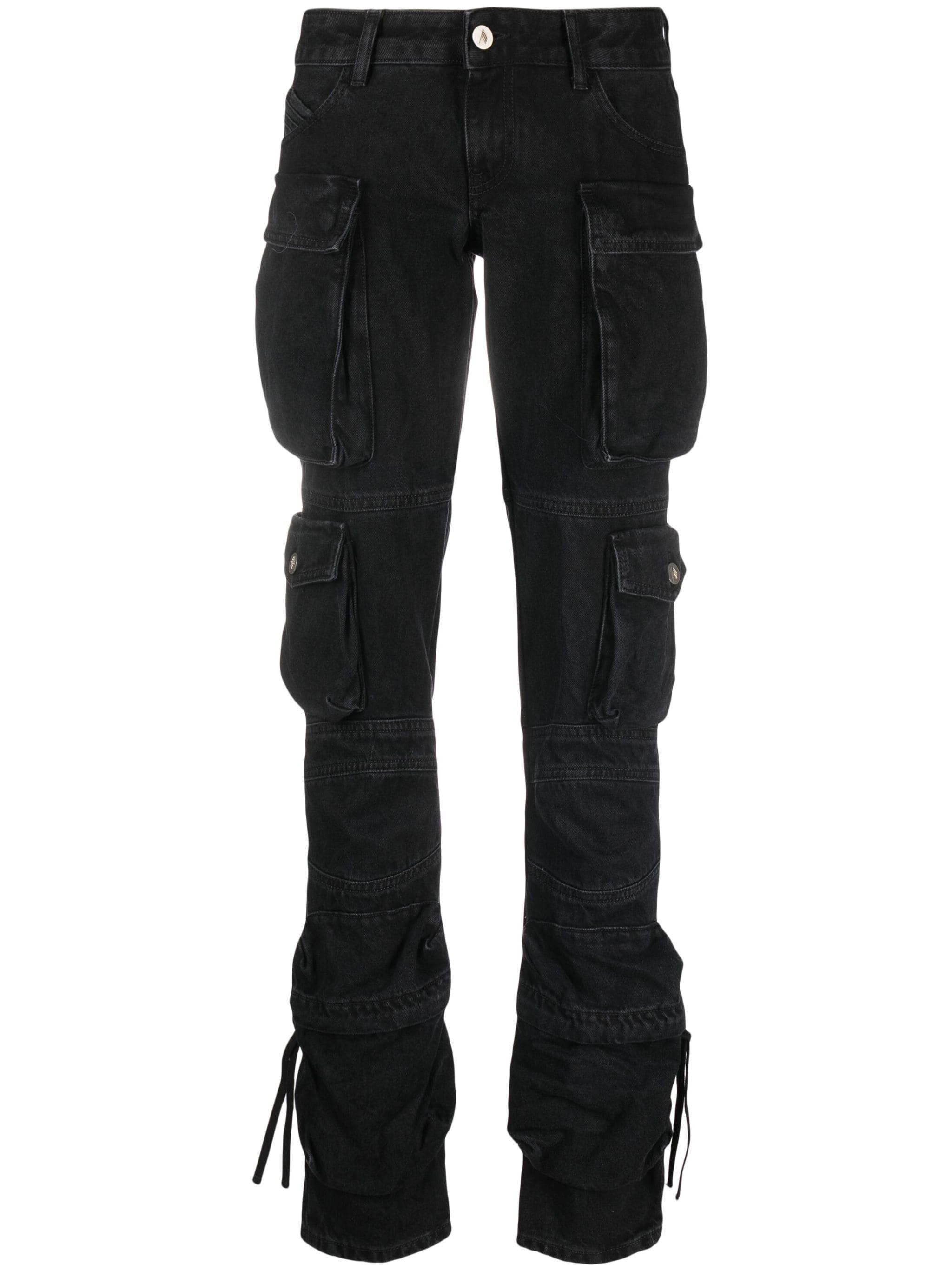 The Attico o1s22i1n1024 Essie Flared Cargo Pants in Black Size 26" / US 2 / IT 38 - 1 Thumbnail