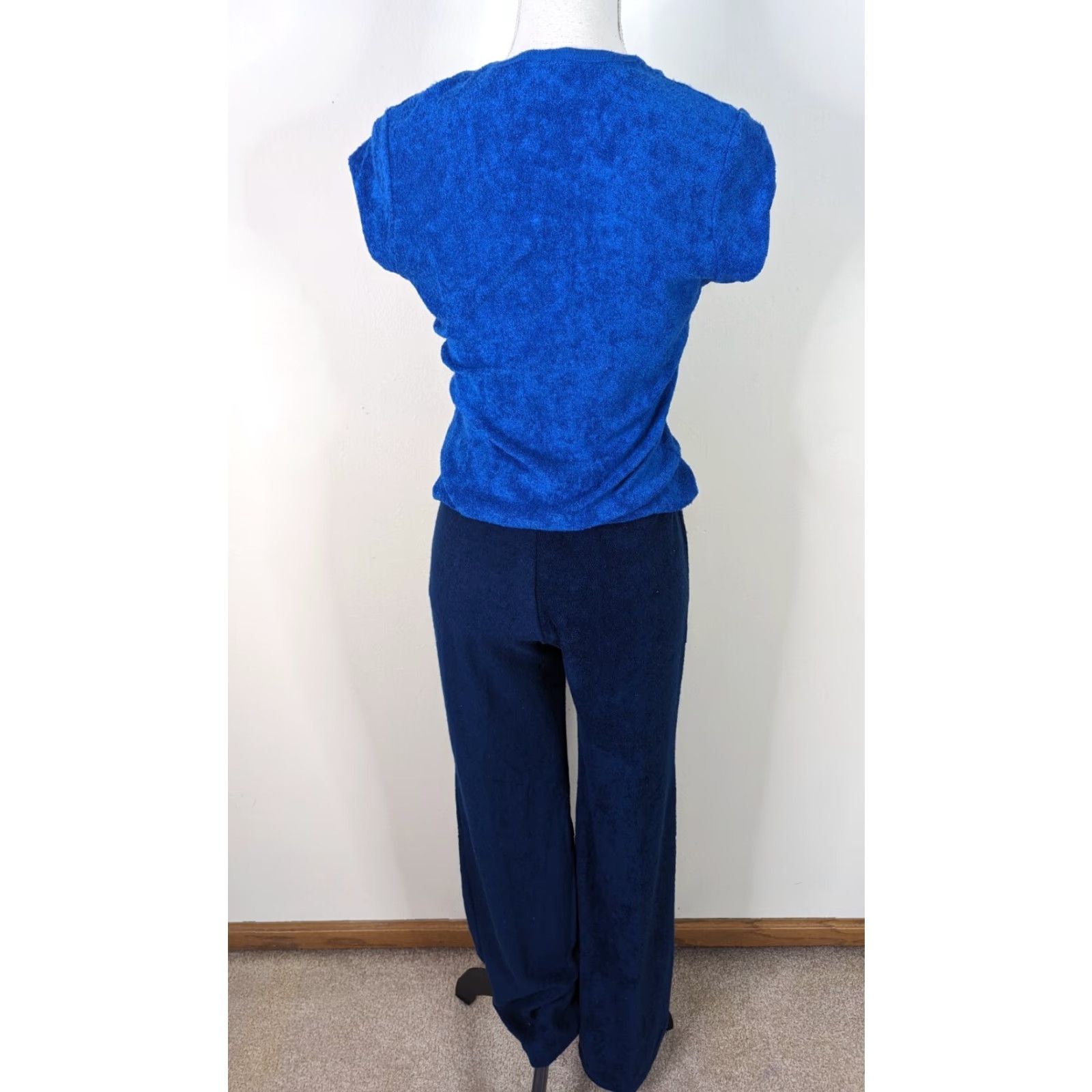 Bell VINTAGE 60s Womens 2 Piece Bell Bottoms Top Set Blue Terry Cloth Small 4/6 1960s Beachwear Womens Sets Size 4XL / US 24-26 - 3 Thumbnail