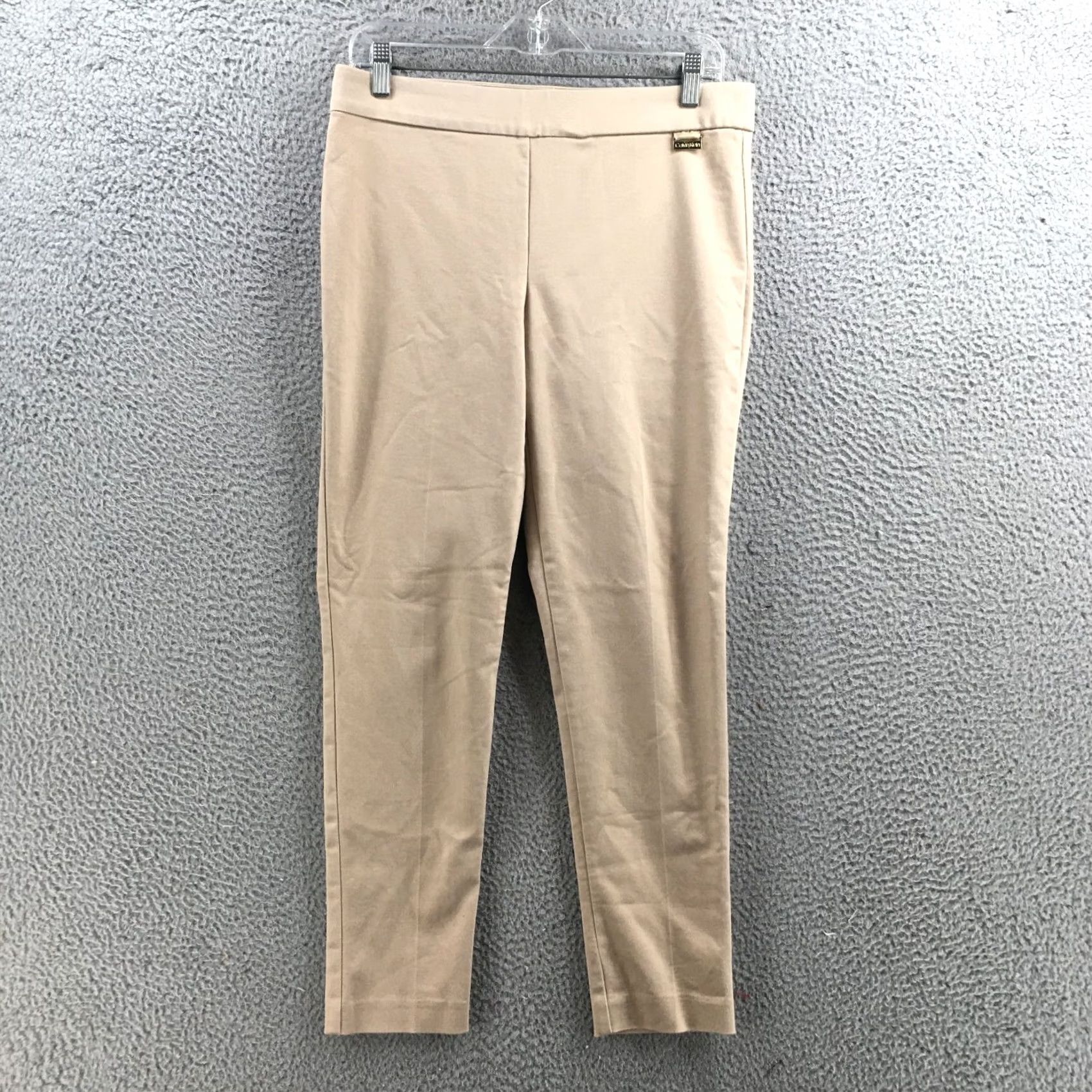 Calvin Klein Calvin Klein Womens Straight Trouser Pants Beige Mid Rise 32.5x26.25 Reg Tapered Logo Pockets Chino Machine Washable Size 24" / US 00 / IT 34 - 2 Thumbnail