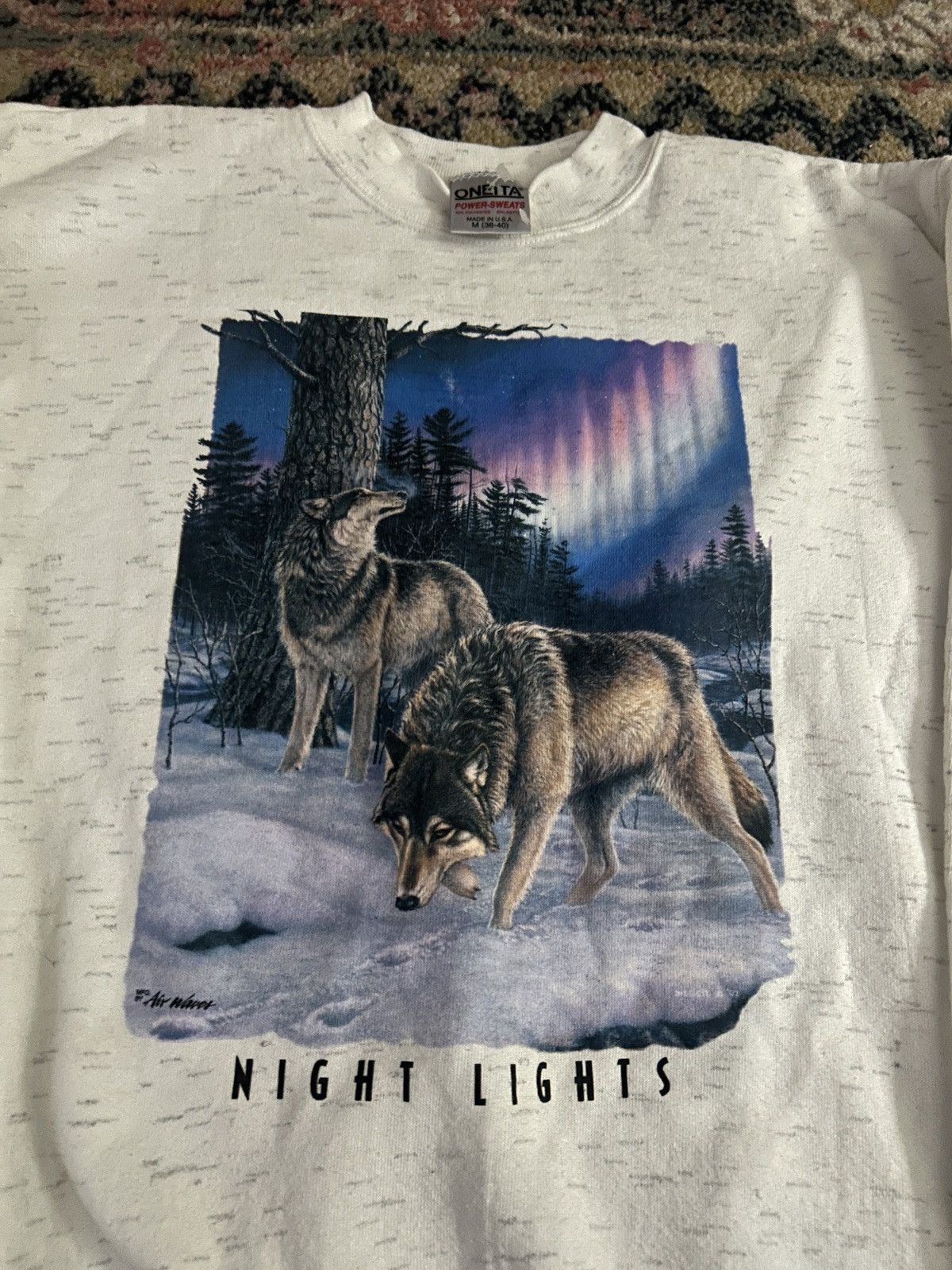 Vintage Vtg 90s Oneita Power Wolf Sweatshirt Size US M / EU 48-50 / 2 - 2 Thumbnail