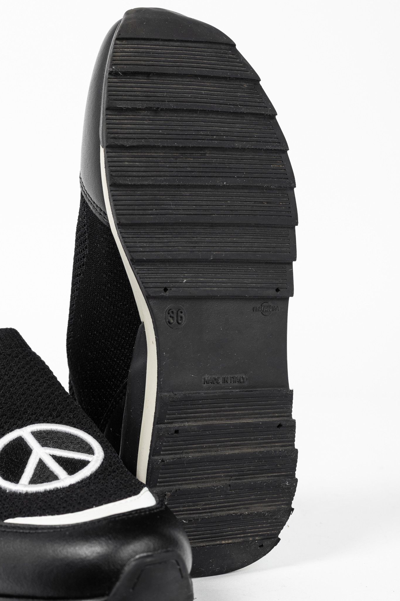Love Moschino Love Moschino Black Love & Peace Slip-On Knit Sneakers Size US 5.5 / IT 35.5 - 6 Thumbnail