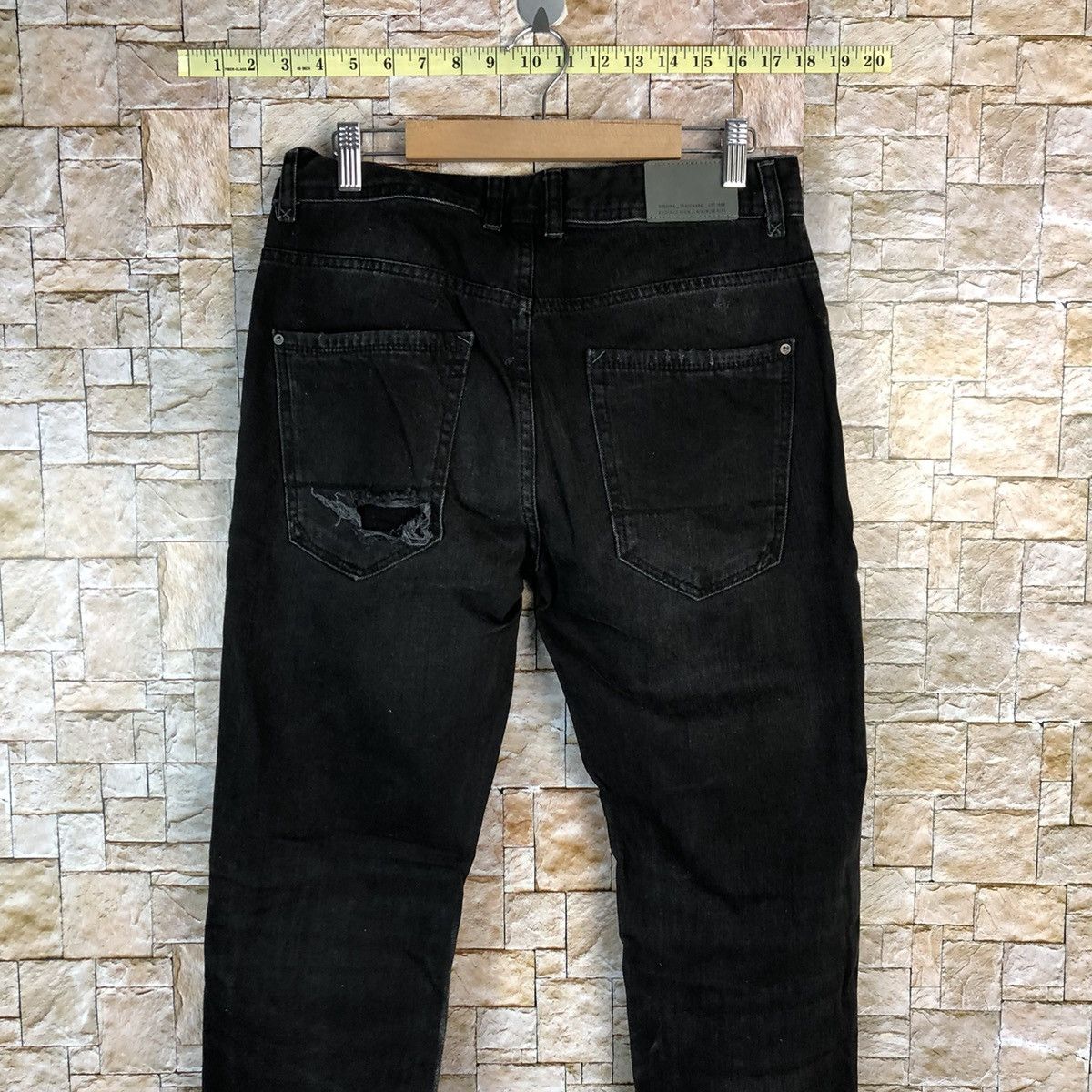 Japanese Brand Bershka Black faded ripped Distressed Denim Pants #A971 Size US 29 - 18 Thumbnail