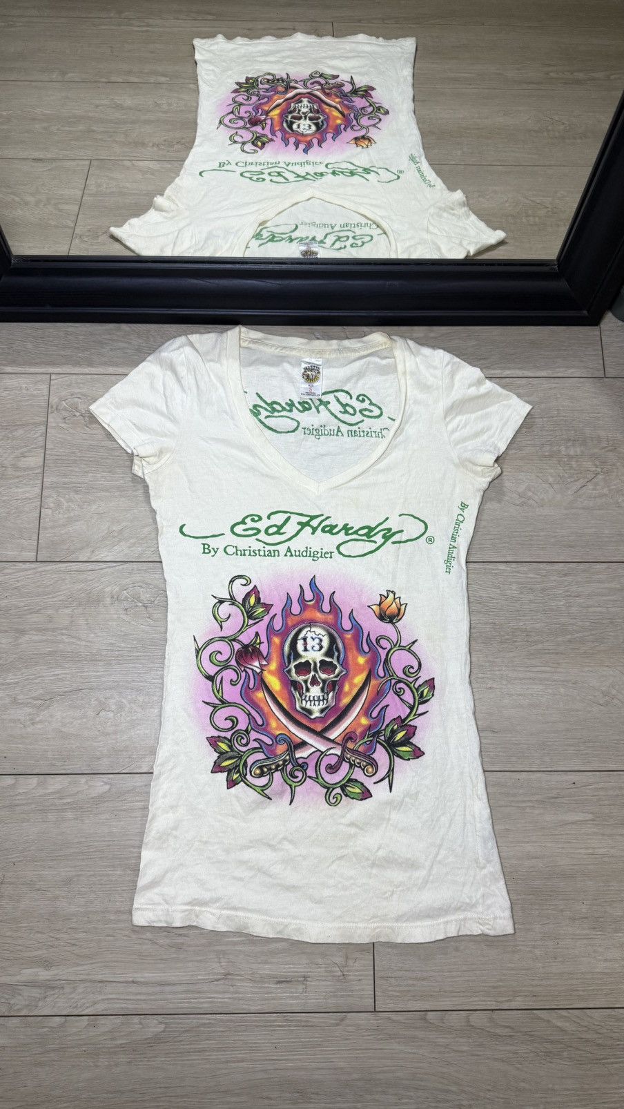 Ed Hardy Vintage / Y2K 2000s Women’s Ed Hardy Flame Skull & Sword Size S / US 4 / IT 40 - 1 Thumbnail