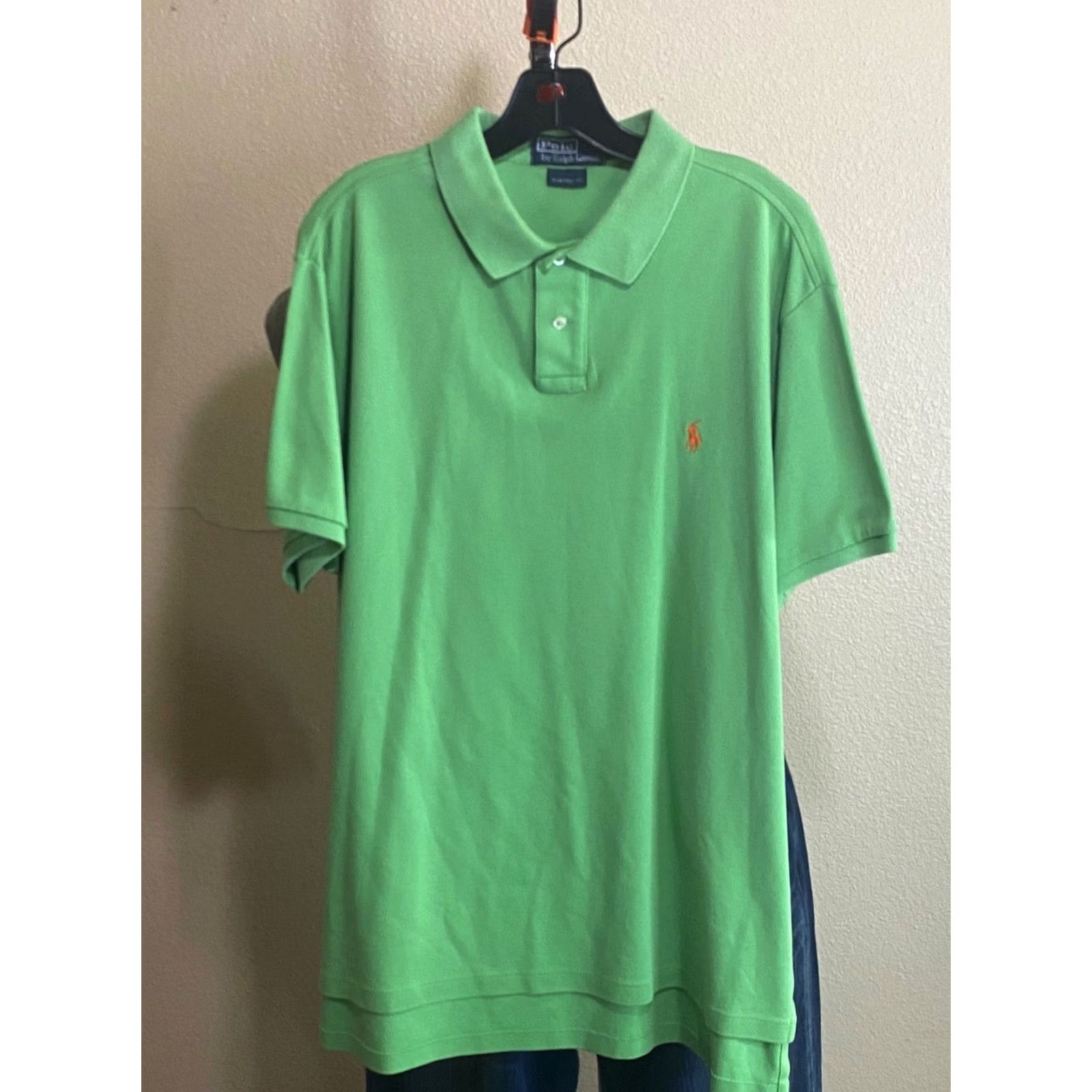 Ralph Lauren Polo Shirt XL Polo Ralph Lauren Poly Green Orange POLO SHIRT XL Custom Fit Mens Size US XL / EU 56 / 4 - 2 Thumbnail