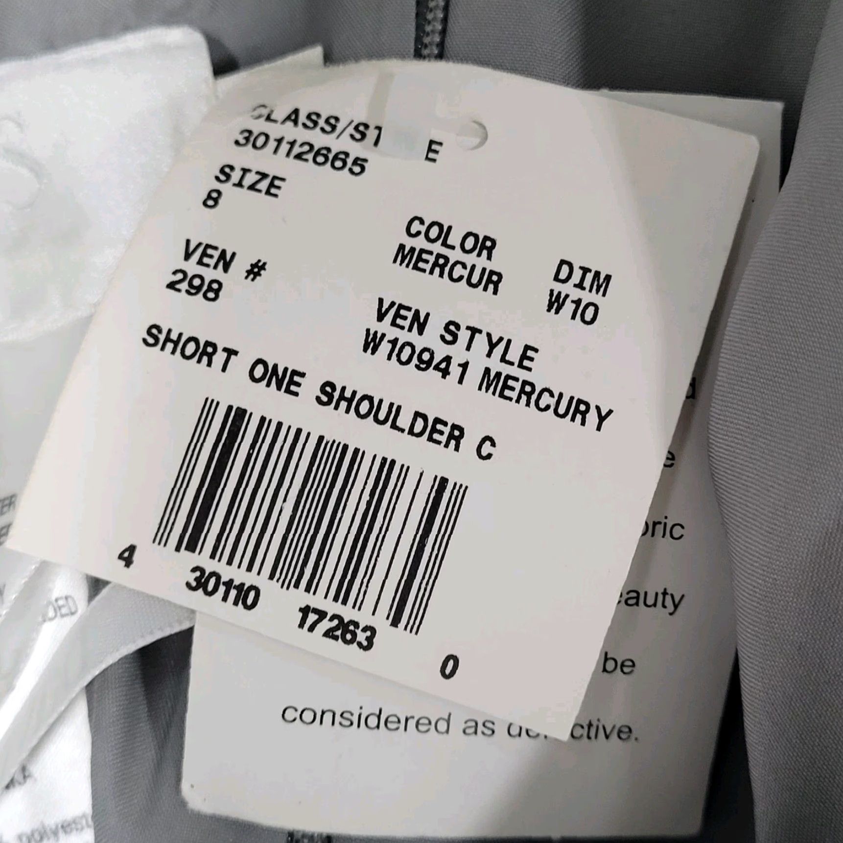 Vintage NWD David's Bridal Mercury Chiffon One Shoulder Pleated Short Lined Dress Size 8 Size 30" / US 8 / IT 44 - 4 Thumbnail