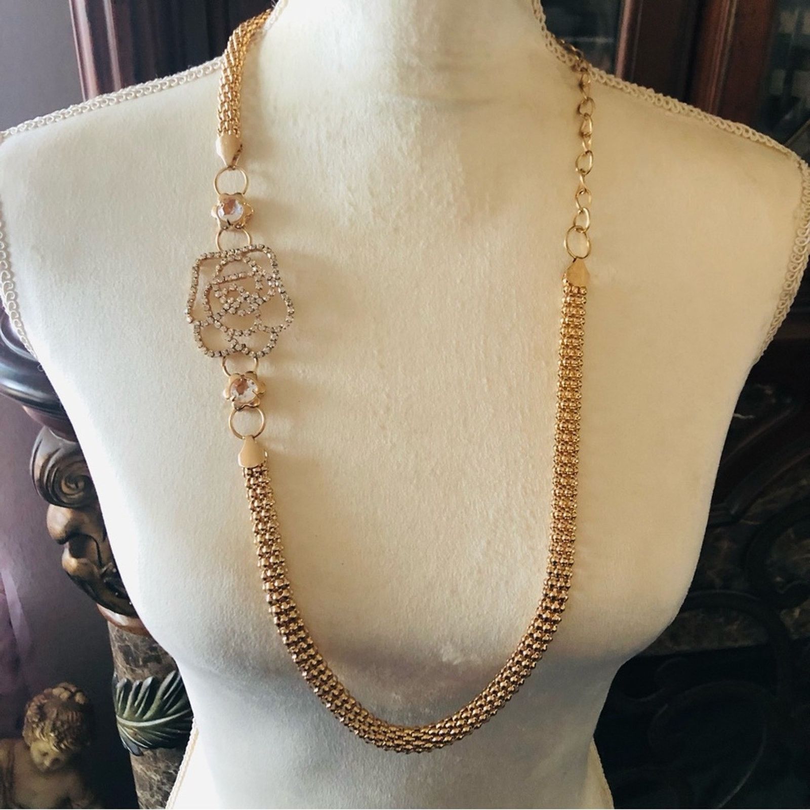 Other Rhinestone rose gold tone mesh chain necklace belt Size ONE SIZE - 2 Thumbnail