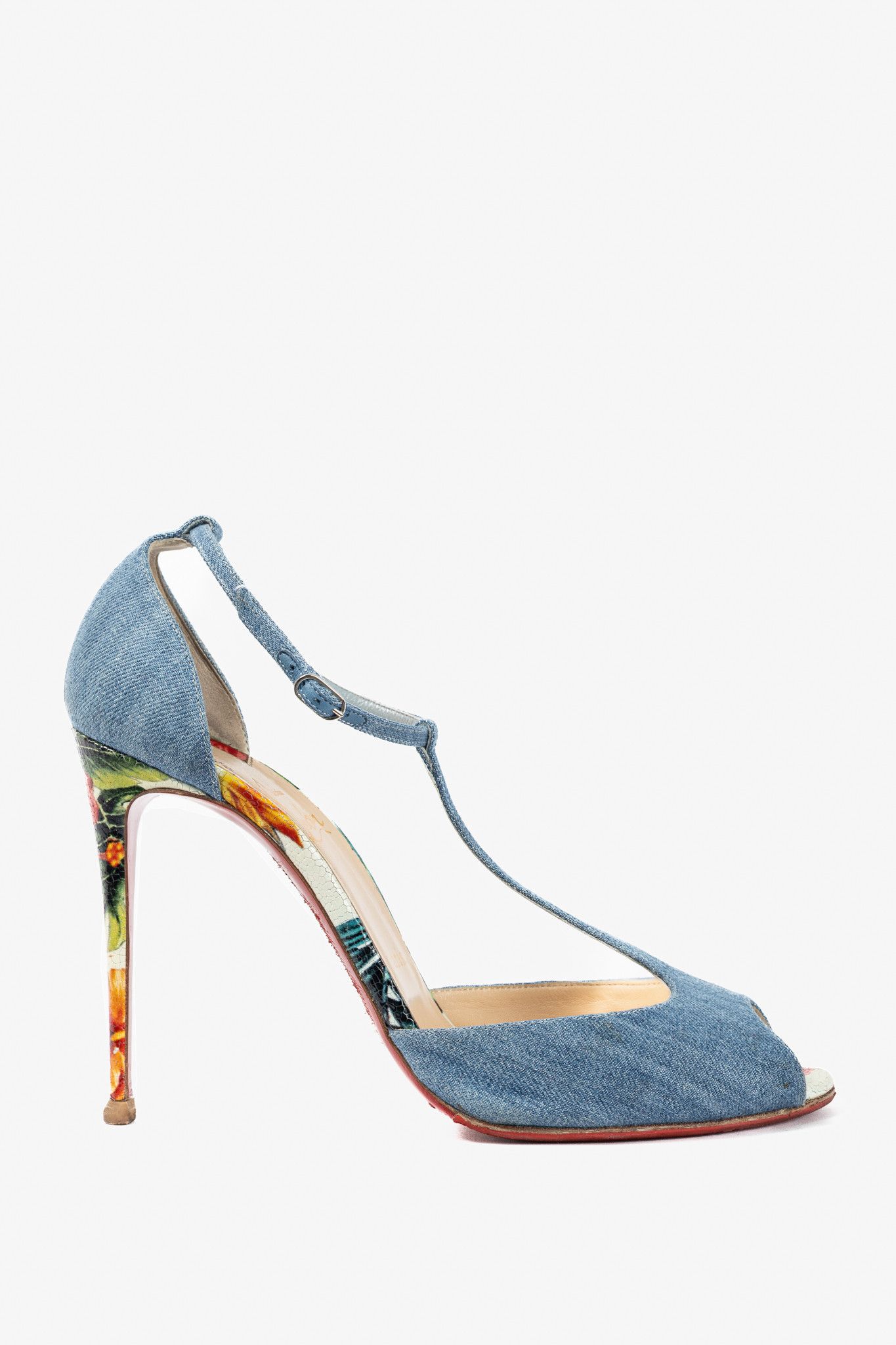 Christian Louboutin Christian Louboutin Senora 100 Jeans/Calf Hawaii Sandals Size US 9.5 / IT 39.5 - 1 Thumbnail