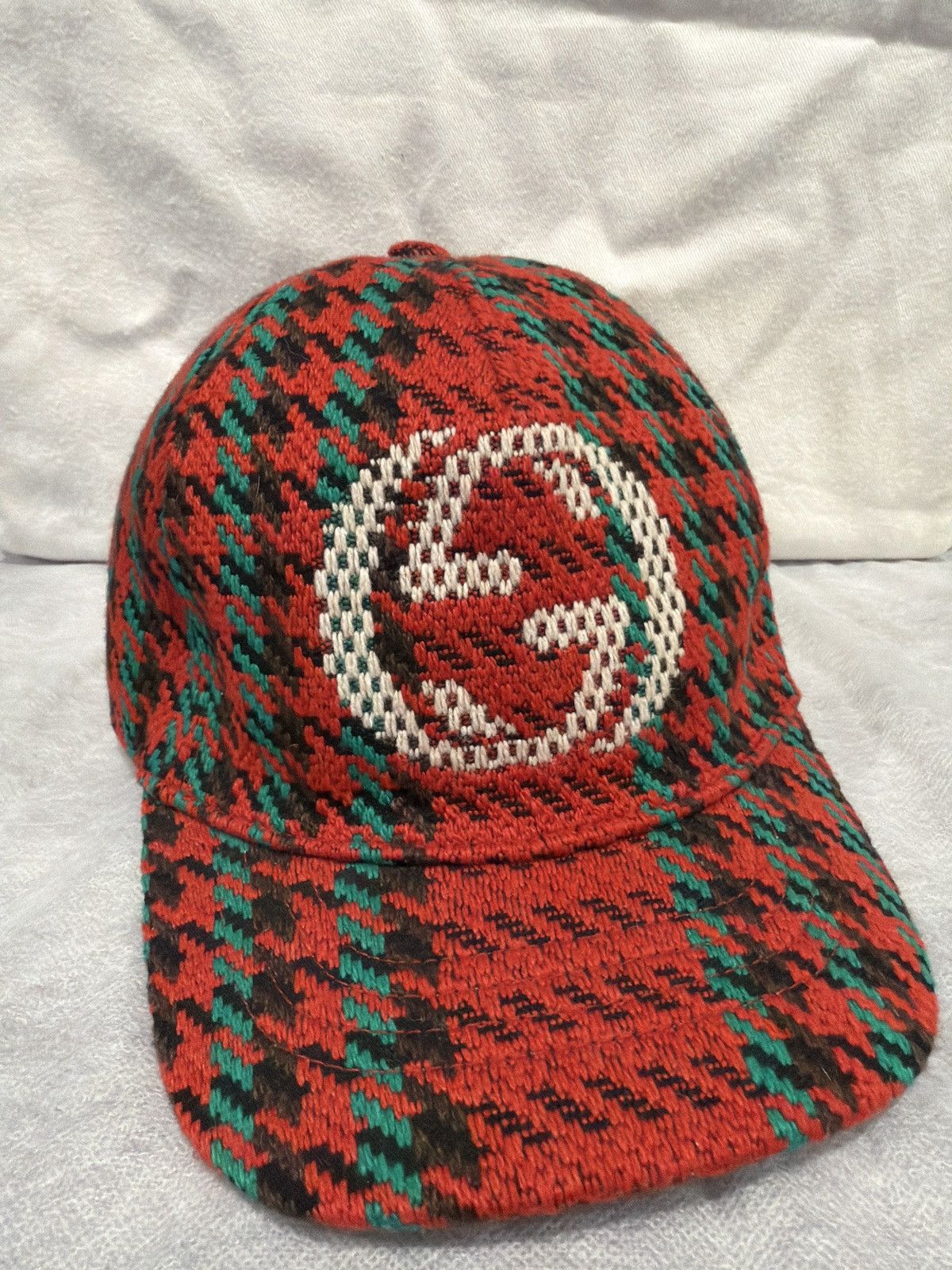 Gucci Gucci GG Monogram Wool Knit Baseball Cap Red Green OS Size ONE SIZE - 6 Thumbnail