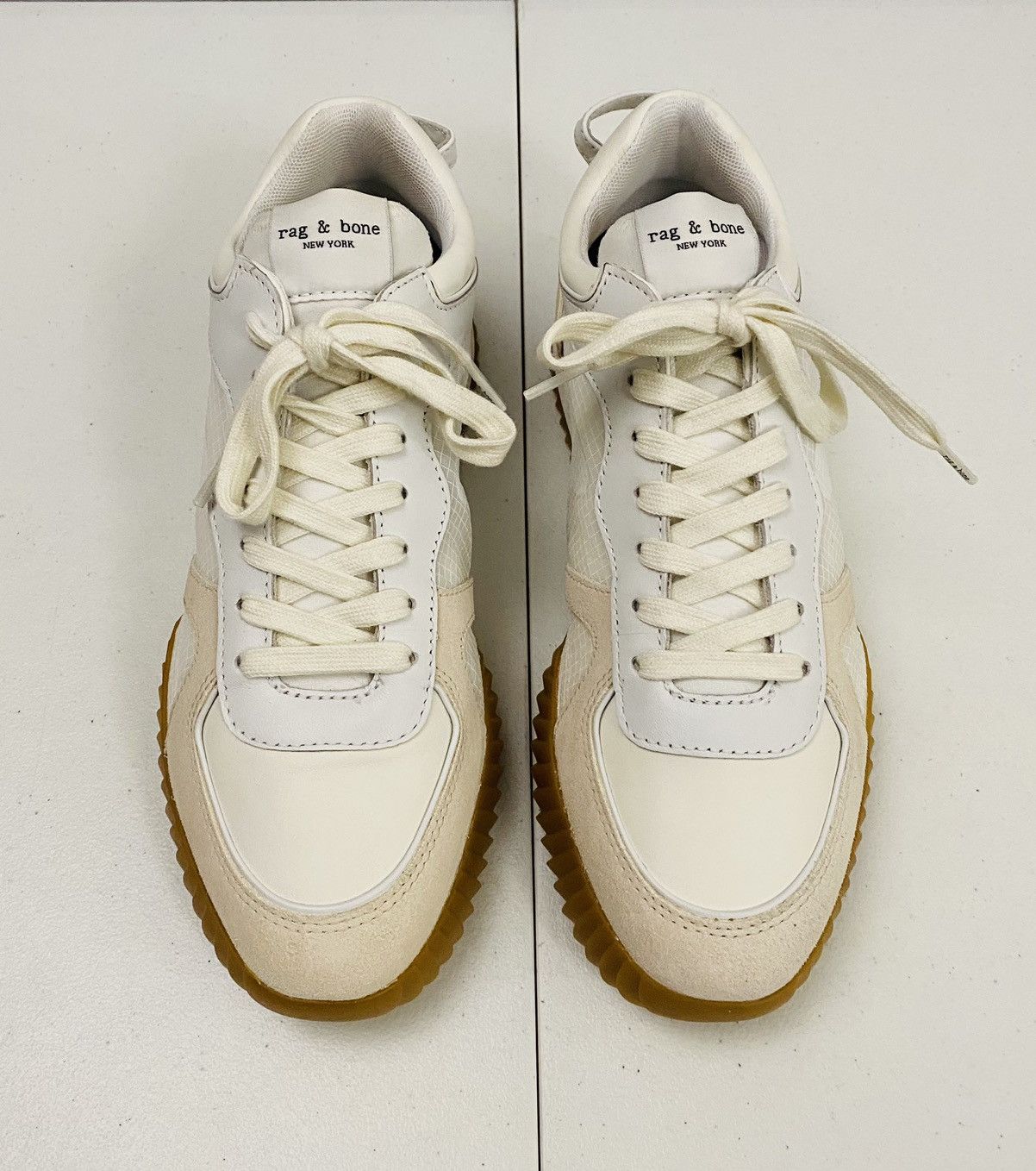 Rag & Bone Rag & Bone white/beige mesh/leather/suede retro runner NW Size US 10 / IT 40 - 11 Thumbnail