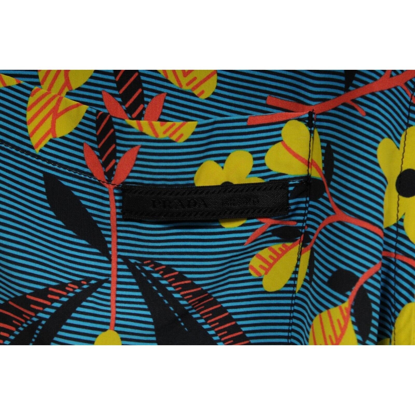 Prada Floral Button Down Shirt Blue Yellow Viscose Size US L / EU 52-54 / 3 - 4 Thumbnail