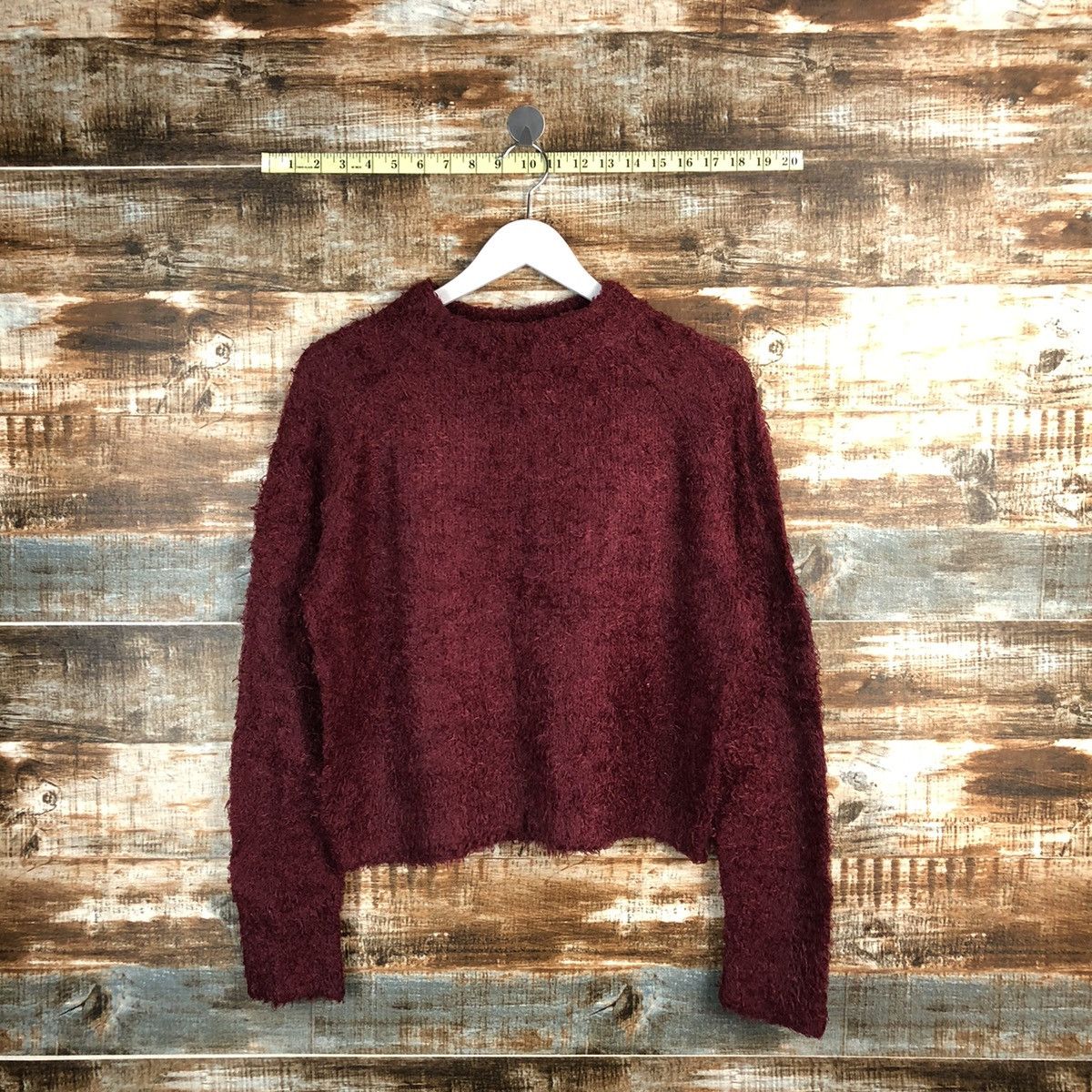 GU × Homespun Knitwear GU Maroon Knitwear crop top shaggy #A1672 Size L / US 10 / IT 46 - 1 Thumbnail