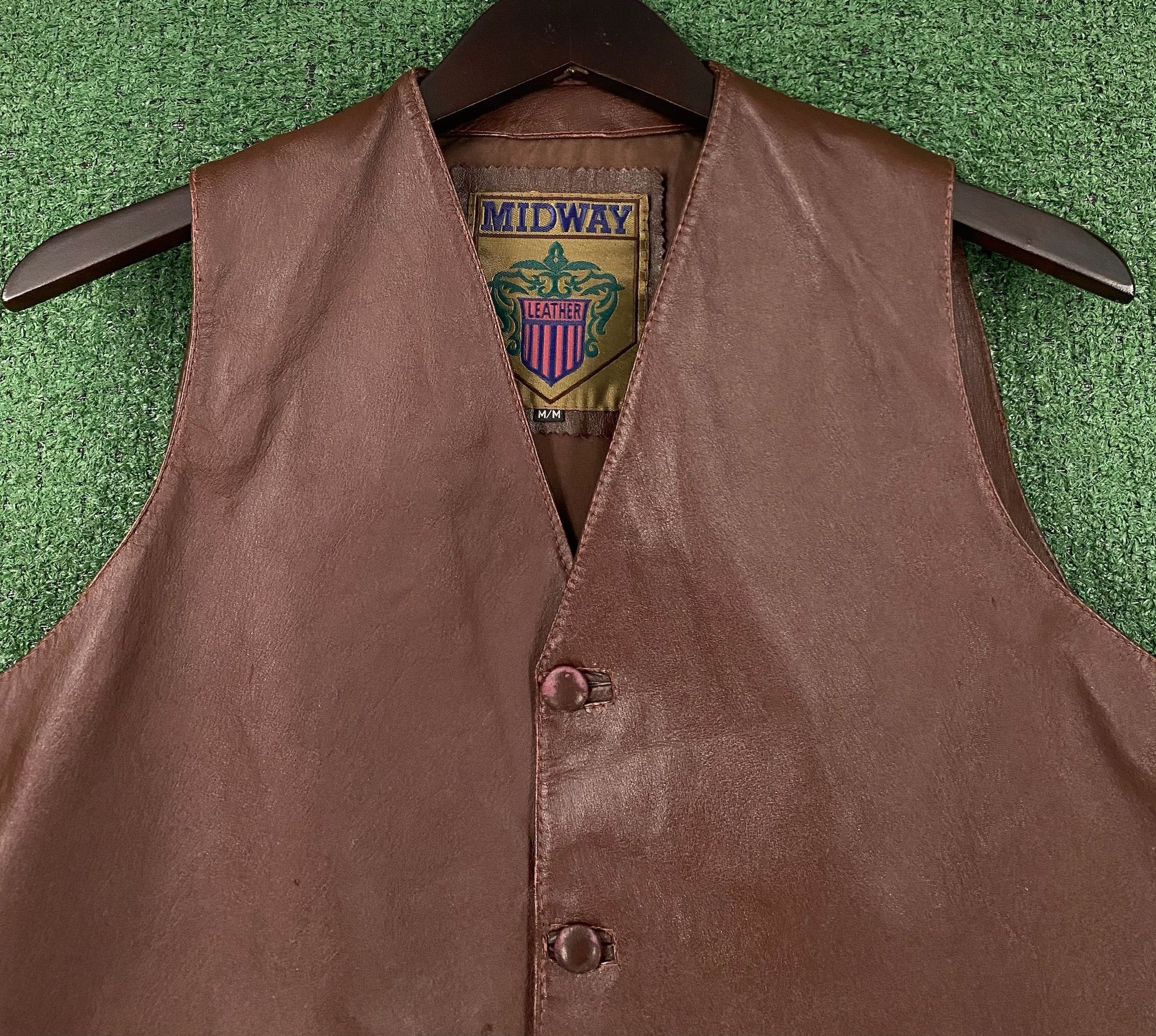 Other 80’s Midway Chocolate Brown Button Leather Vest Men’s Medium Size US M / EU 48-50 / 2 - 2 Thumbnail