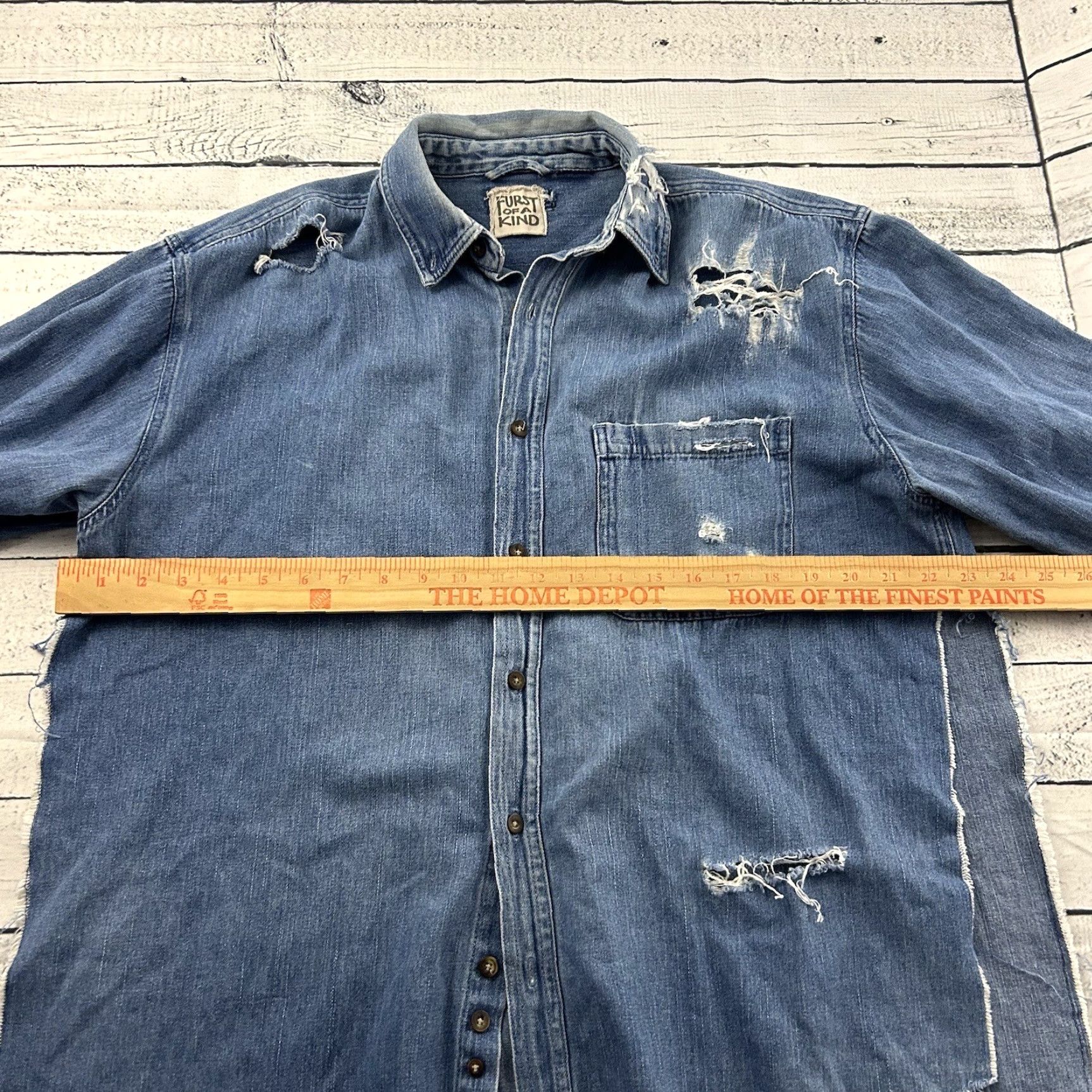 Denime Furst of a Kind Long Sleeve Blue Denim Button-Up Shirt Women's One Size Size ONE SIZE - 4 Thumbnail