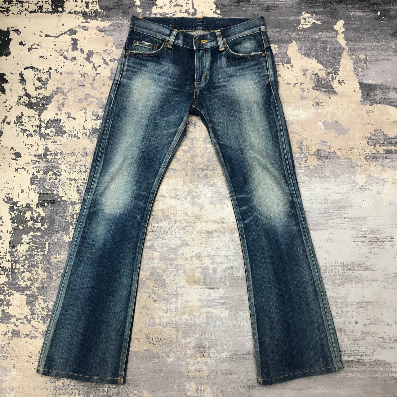 Edwin P92 VTG EDWIN FLARED DISTRESSED JEANS Size 32" / US 10 / IT 46 - 1 Thumbnail