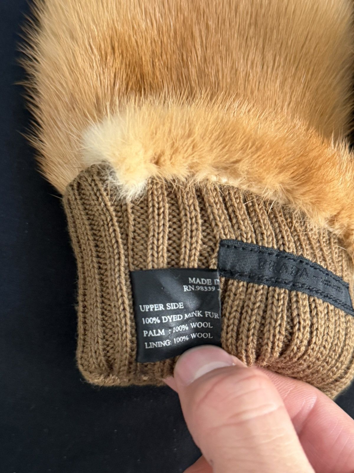Prada Mink Fur Wool Knitted Mittens 8 Size ONE SIZE - 5 Thumbnail