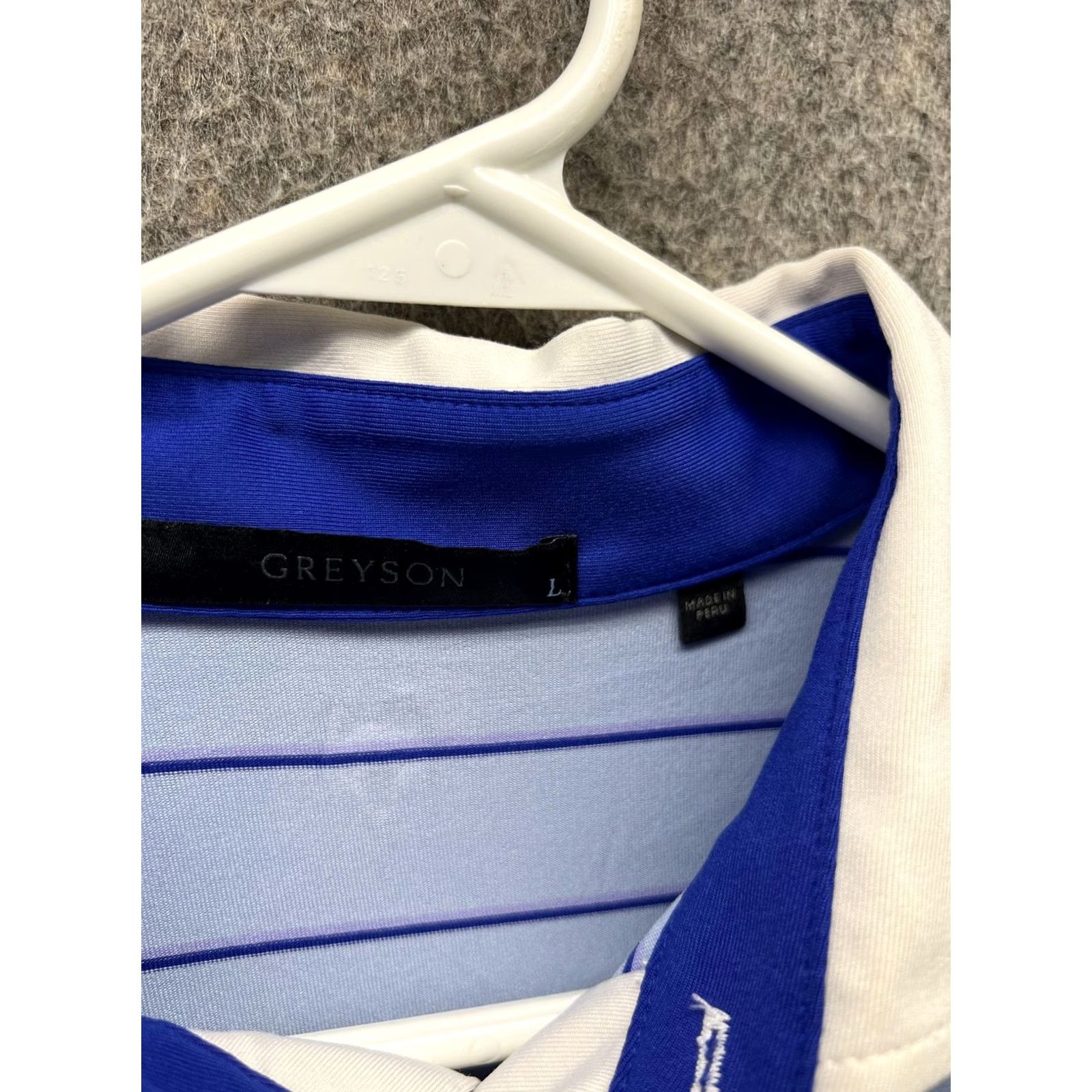Vintage Greyson Polo Shirt Mens Large Blue Stripe Golf Performance Stretch Short Sleeve Size US L / EU 52-54 / 3 - 3 Thumbnail