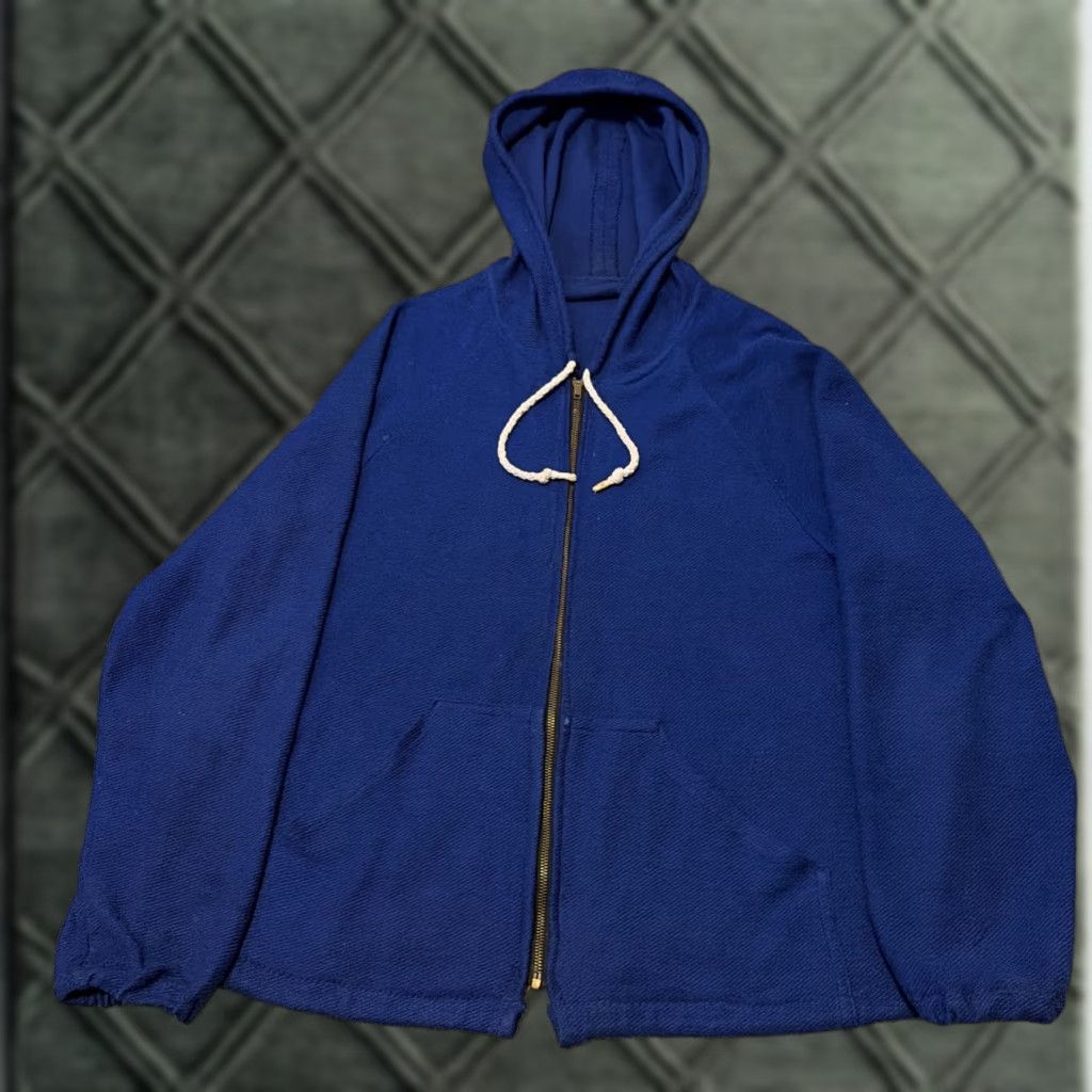 Vintage VINTAGE 1950s Blue Crepe Woven Cloth Full Zip Hoodie Jacket Conmar Zipper Large Mens) Size US L / EU 52-54 / 3 - 1 Thumbnail