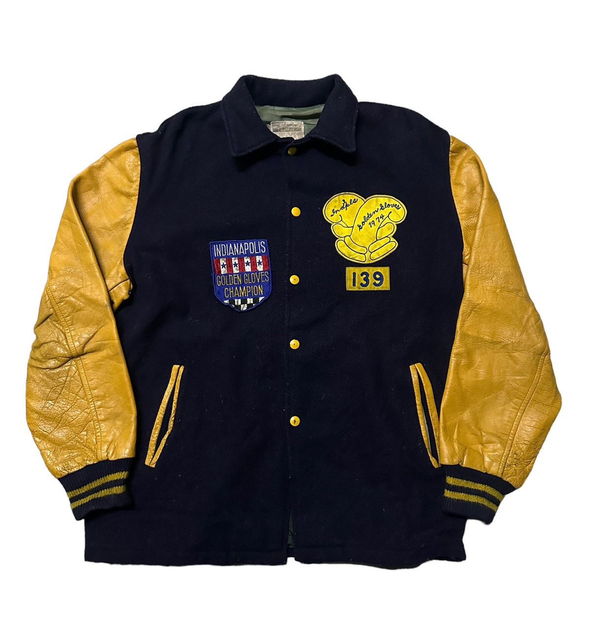 Vintage Vtg Indianapolis golden gloves champion 1974 varsity jacket Size US L / EU 52-54 / 3 - 3 Thumbnail