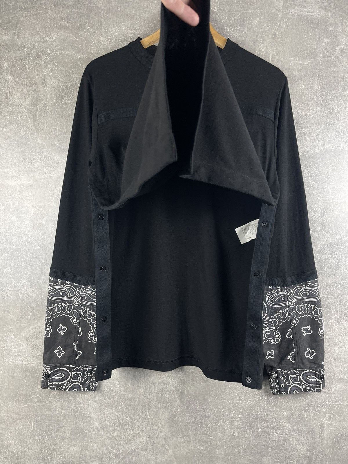 Sacai Sacai Bandana Panel Black Open Long Sleeve T-Shirt Size US S / EU 44-46 / 1 - 7 Thumbnail