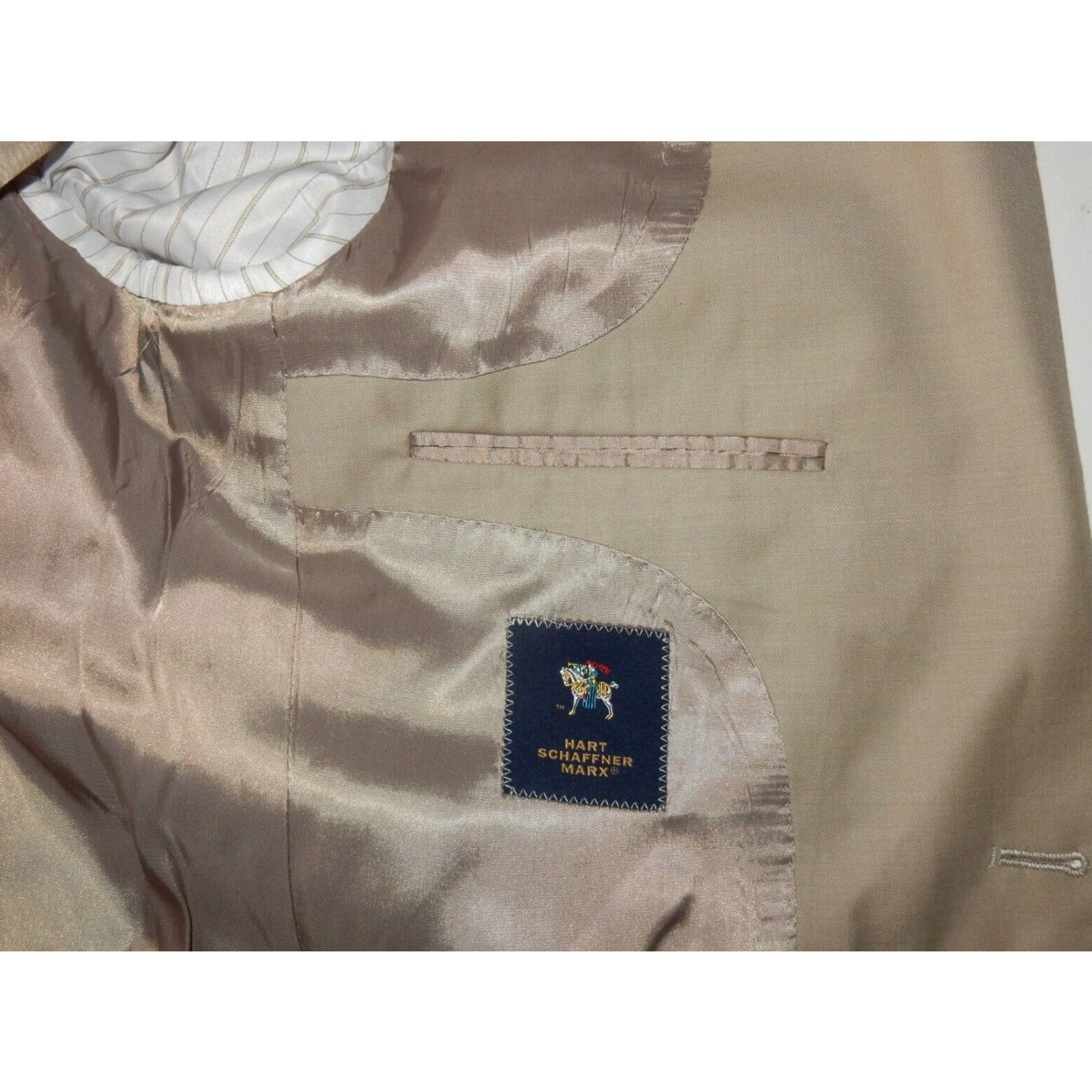 Hart Schaffner Marx Hart Schaffner Marx Blazer Sport Coat Jacket Size 44L Beige Wool Mens Size 44R - 5 Thumbnail