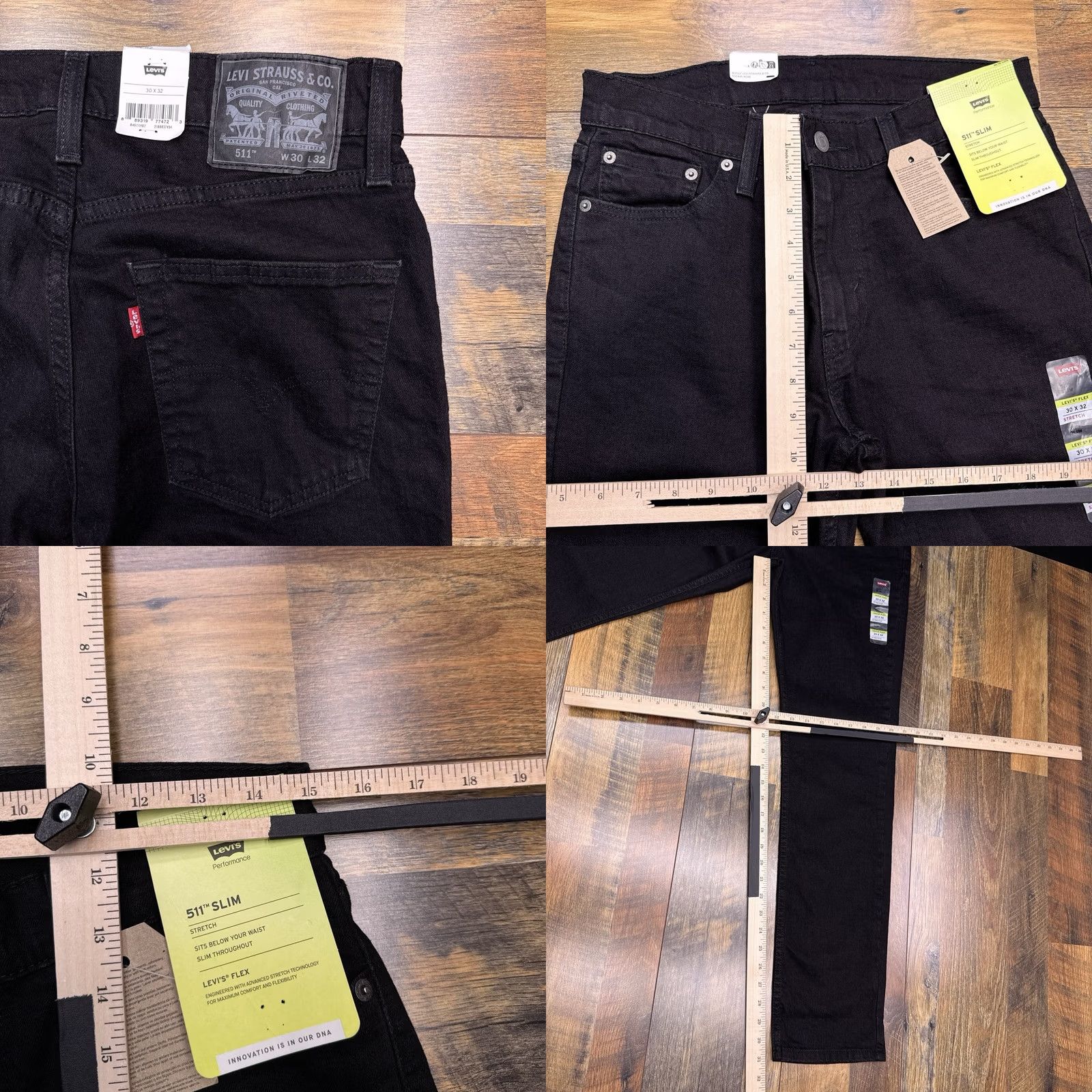Levi's Levis 511 Slim Jeans Mens 30x32 Mid Rise Stretch Performance Flex New Size US 30 / EU 46 - 9 Thumbnail