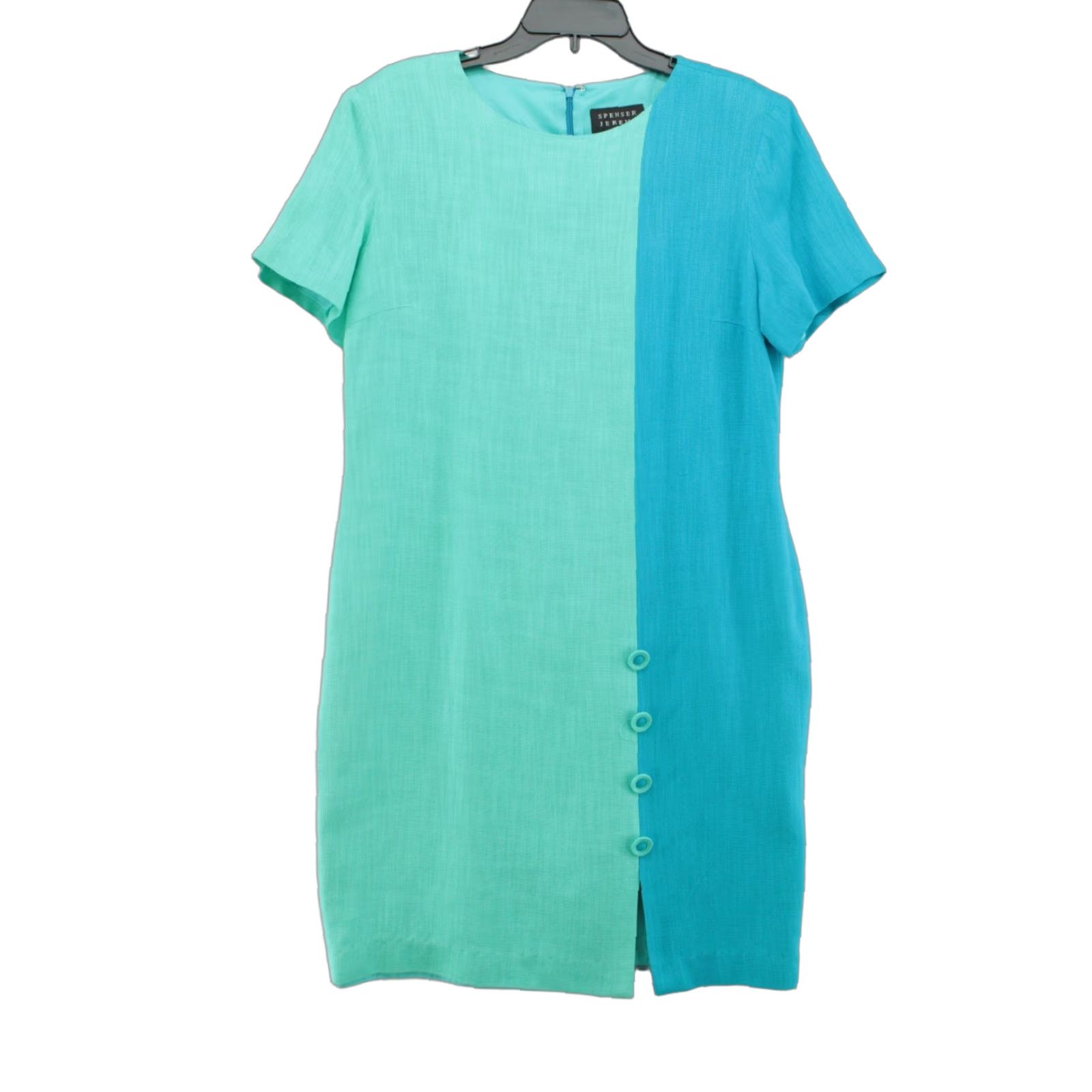 Etro VTG Spenser Jeremy Dress Women Colorblock Short Sleeve Lined Midi 12 Old Money Bohemian Retro Green Blue Zipper Button Size 34" / US 12 / IT 48 - 1 Thumbnail