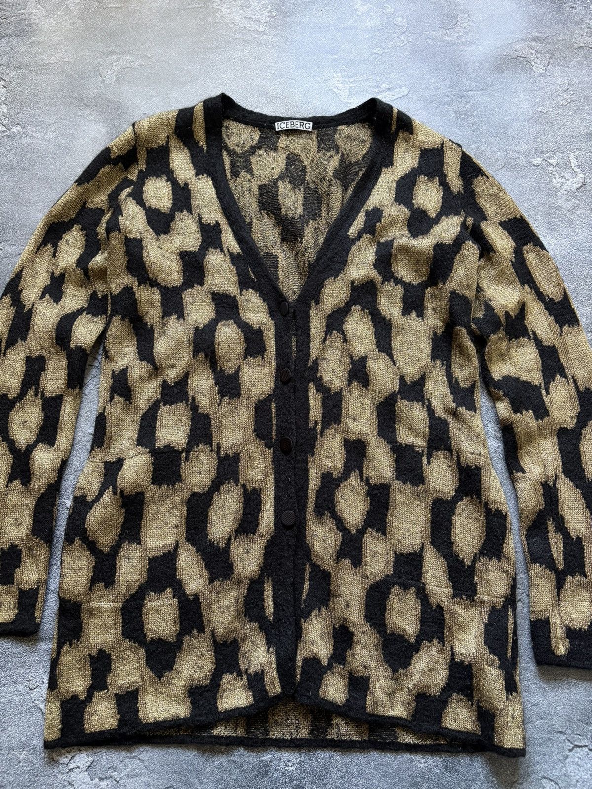 Iceberg Vintage Iceberg Luxury Black/Gold Button Up Mohair Cardigan Size M / US 6-8 / IT 42-44 - 4 Thumbnail