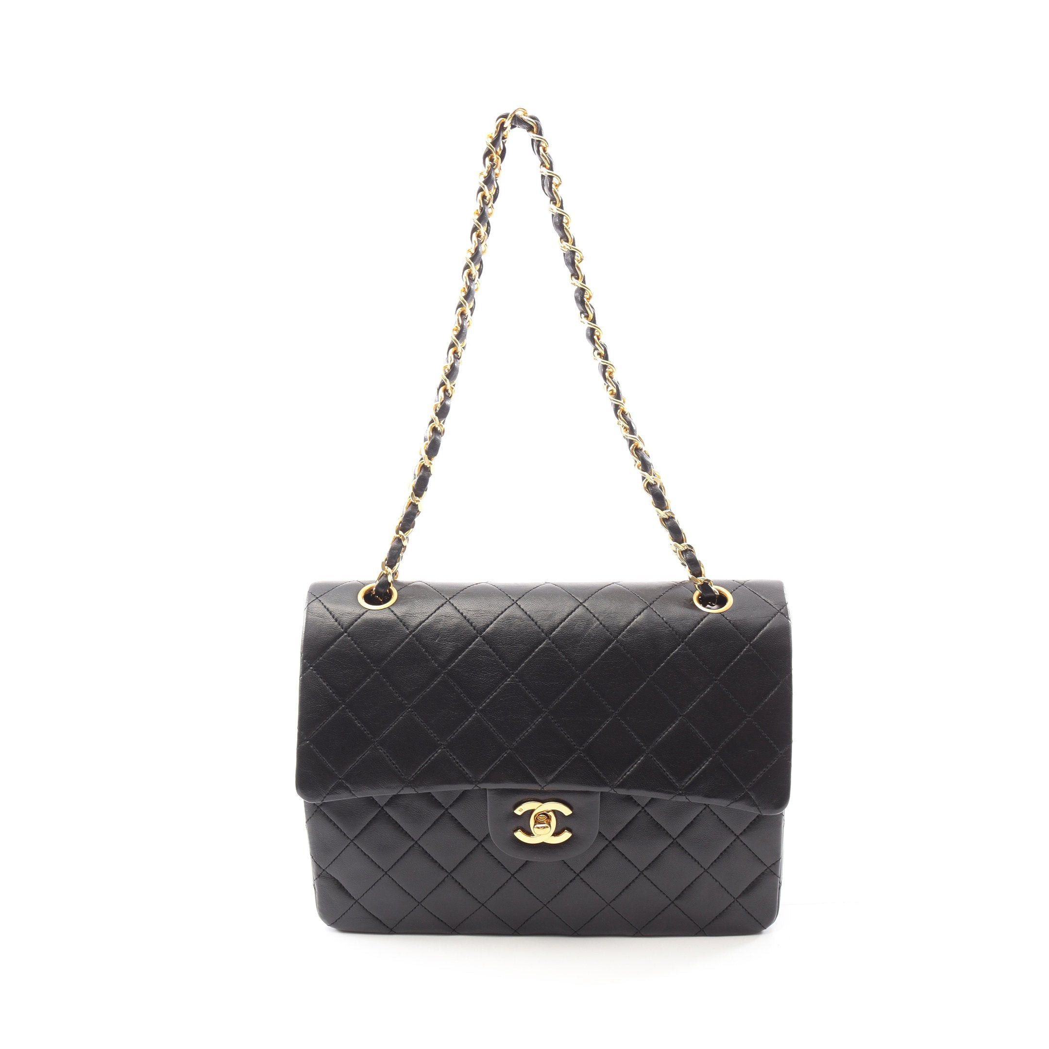Chanel Chanel Matelasse Double Flap Chain Shoulder Bag Lambskin Black Gold Hardware Size ONE SIZE - 1 Thumbnail