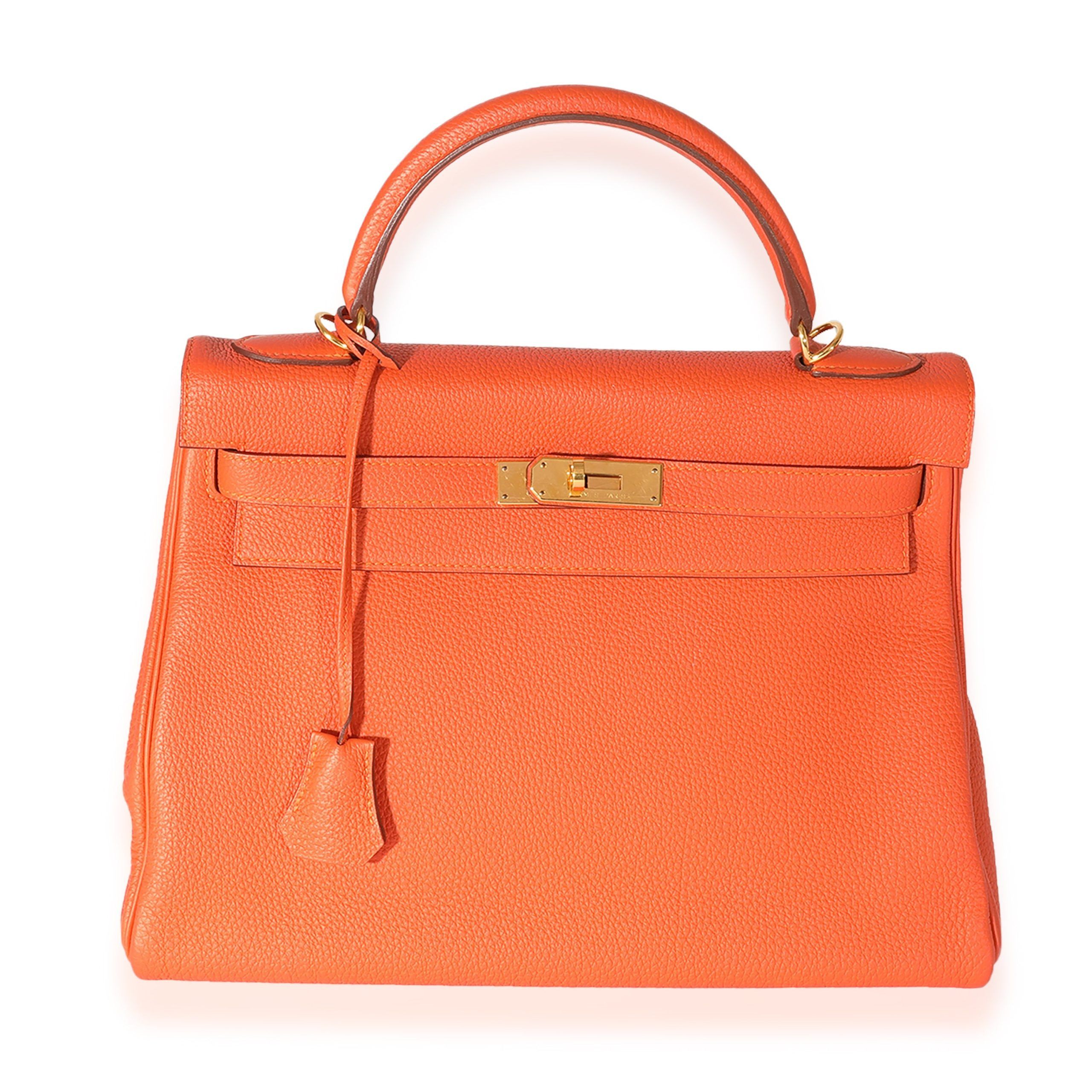 image of Hermes Feu Togo Kelly 32 Ghw in Orange, Women's