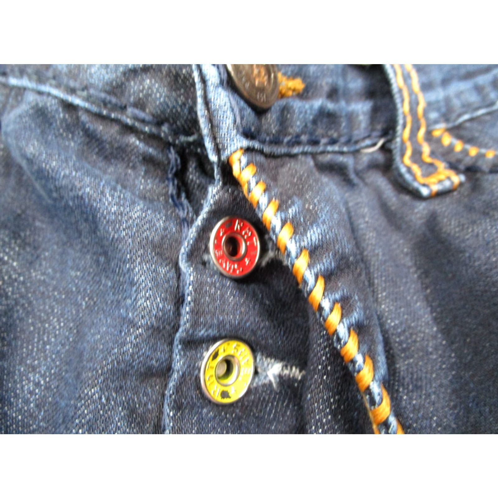 Denime RNT23 Jeans Mens 33 Blue Cotton Button Fly Straight Leg Size US 33 - 5 Thumbnail