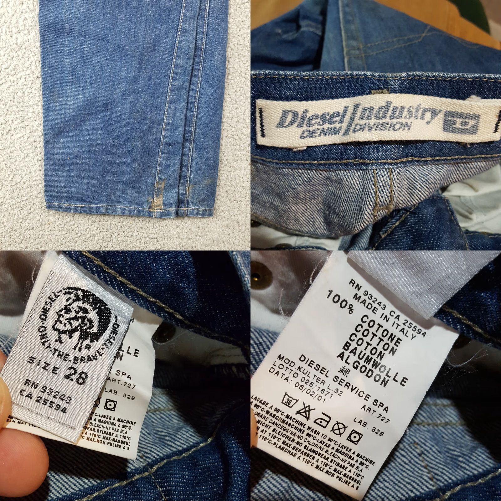 Diesel VINTAGE Diesel Blue Denim Jeans Straight Leg Button Fly Men's Size 28x30 Grunge 90s Rock Size US 28 / EU 44 - 8 Thumbnail