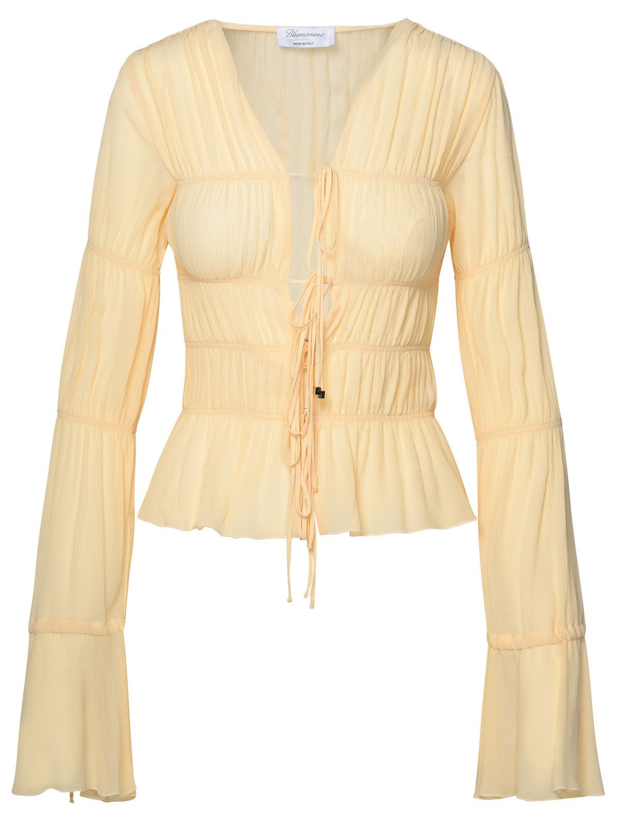image of Blumarine Ivory Viscose Shirt in Cream, Women's (Size Medium)