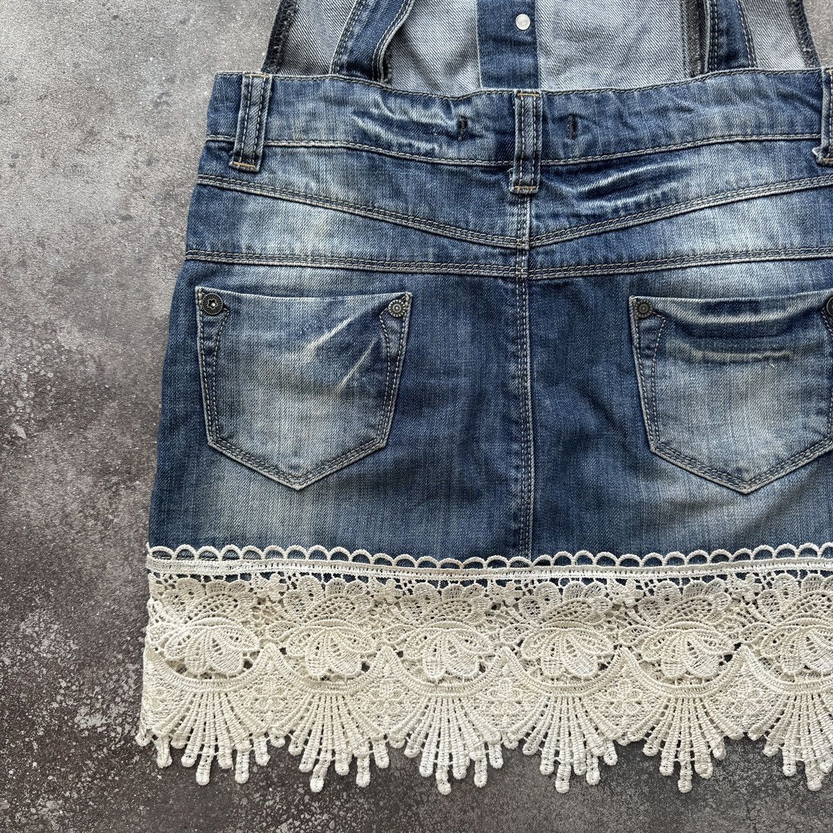 Roberto Cavalli Just Cavalli Vintage Y2K Lace Denim Overall Mini Dress Size M / US 6-8 / IT 42-44 - 9 Thumbnail