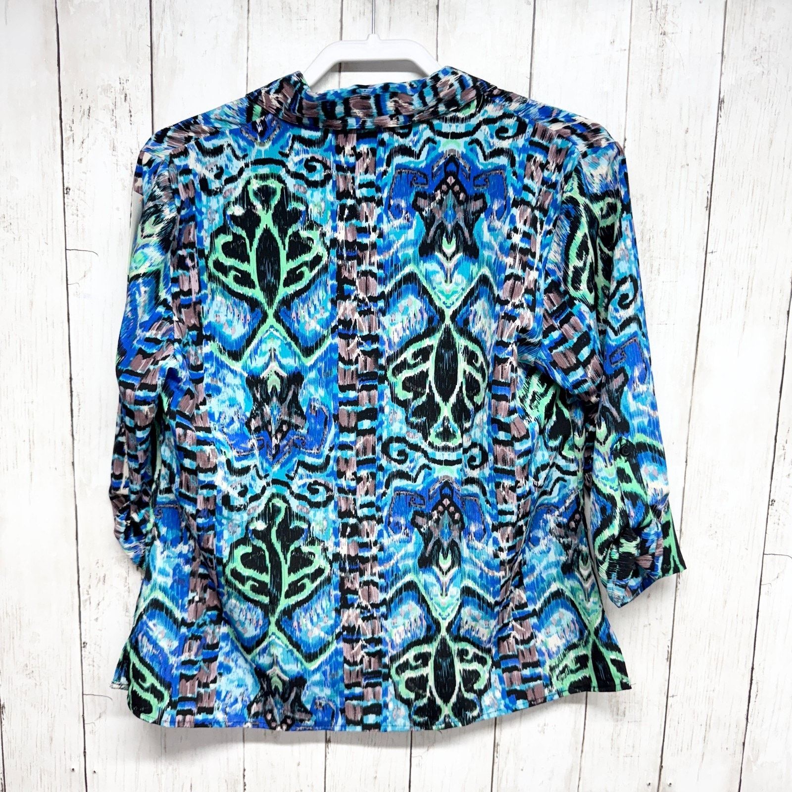 Other Notations Blouse Sz Medium Collared Long Sleeve Button Down Size M / US 6-8 / IT 42-44 - 3 Thumbnail