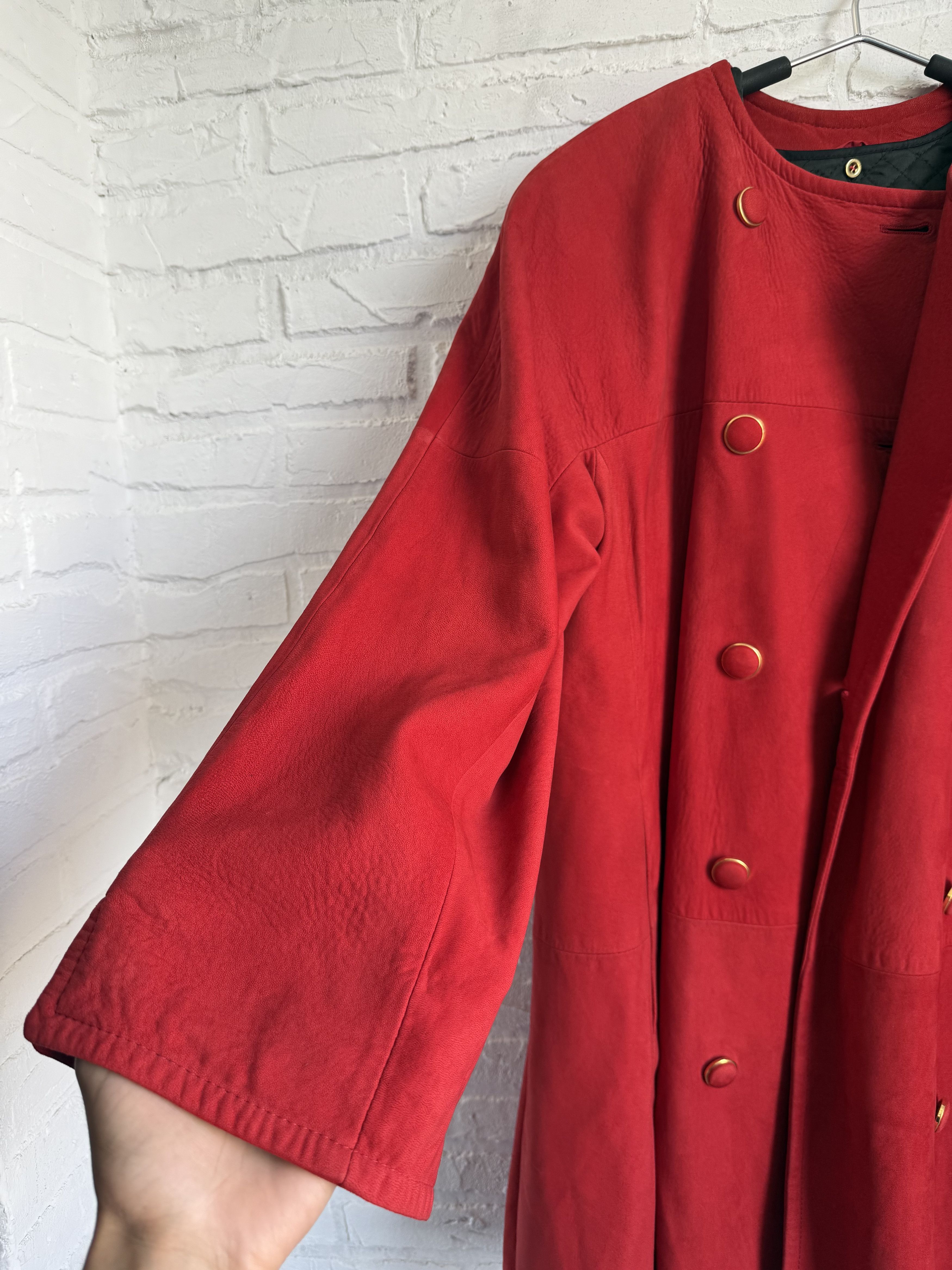 Gianfranco Ferre Vintage 80s Gianfranco Ferre red leather cape jacket Size ONE SIZE - 7 Thumbnail