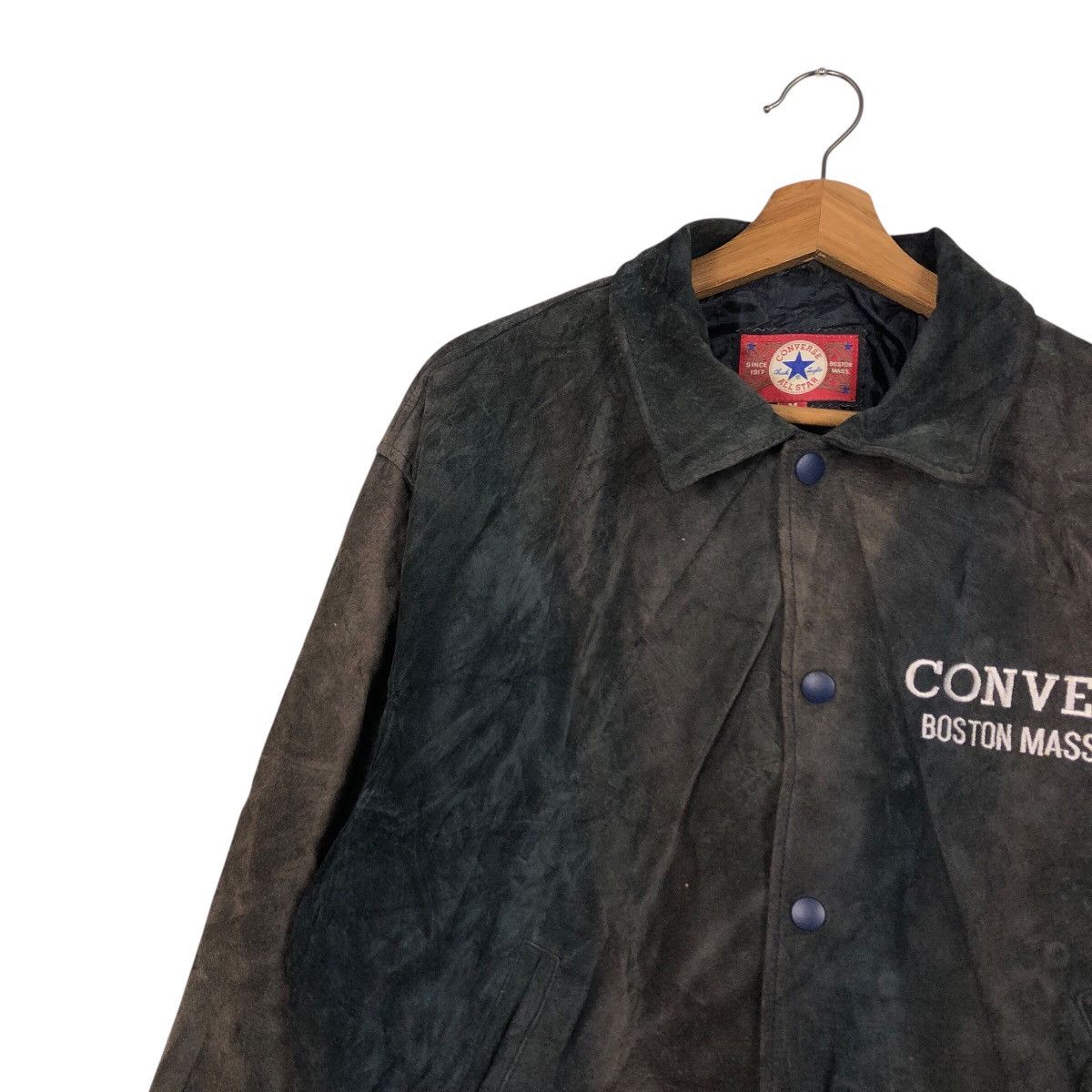 Japanese Brand Vintage Bomber Leather Jacket Converse All Star Boston Mass Size US M / EU 48-50 / 2 - 9 Thumbnail