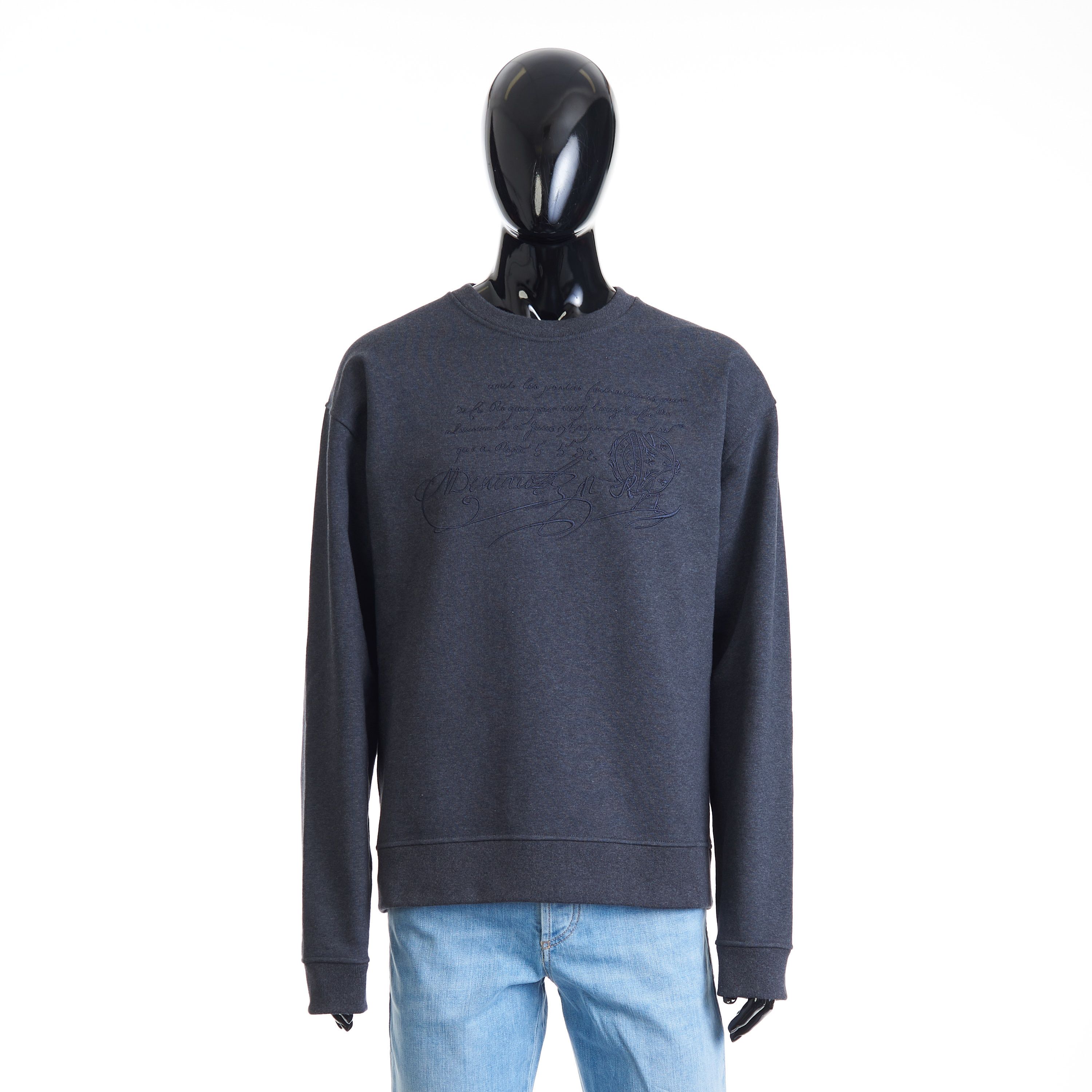 Berluti Embroidered Scritto Sweatshirt - Dark Grey Melange Size US XL / EU 56 / 4 - 1 Thumbnail