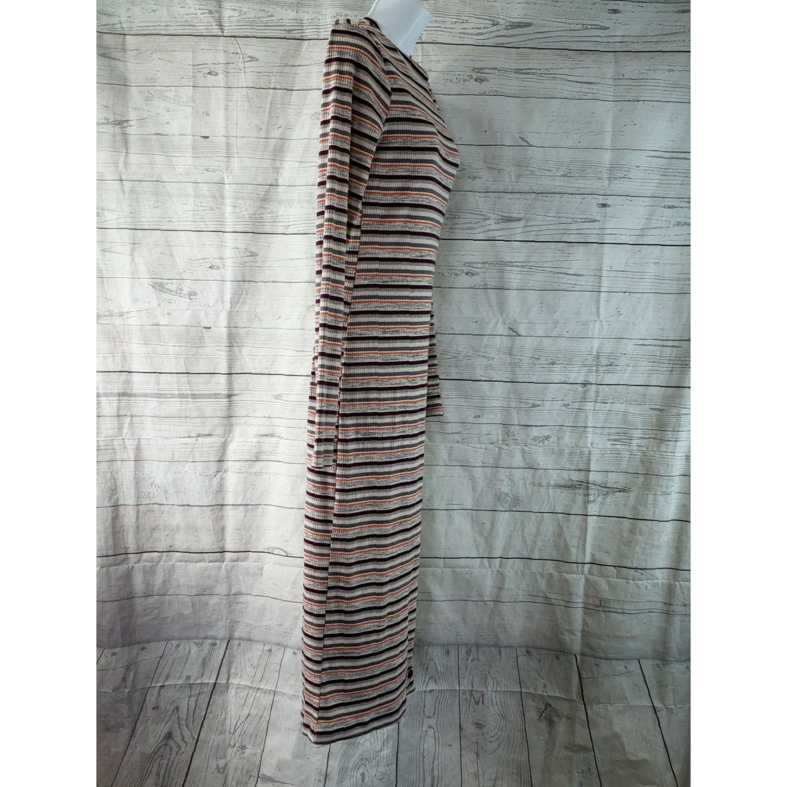 Vintage Wild Fable Womens Dress Sz Small Red Gray Striped Long Sleeve Ribbed Size S / US 4 / IT 40 - 4 Thumbnail