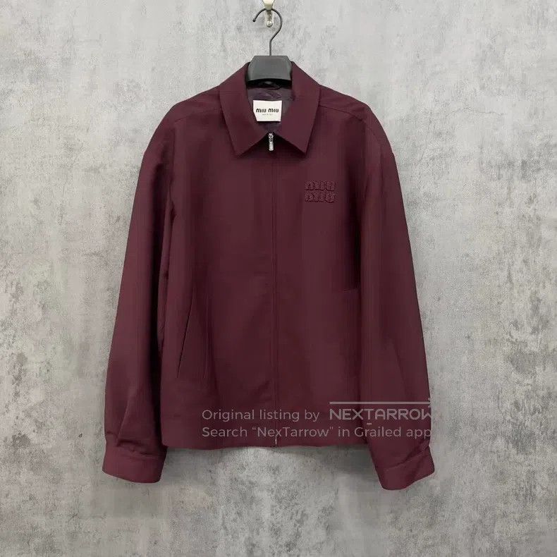 Miu Miu Miu Miu 36 Embossed Logo zipper jacket coat Size L / US 10 / IT 46 - 1 Thumbnail