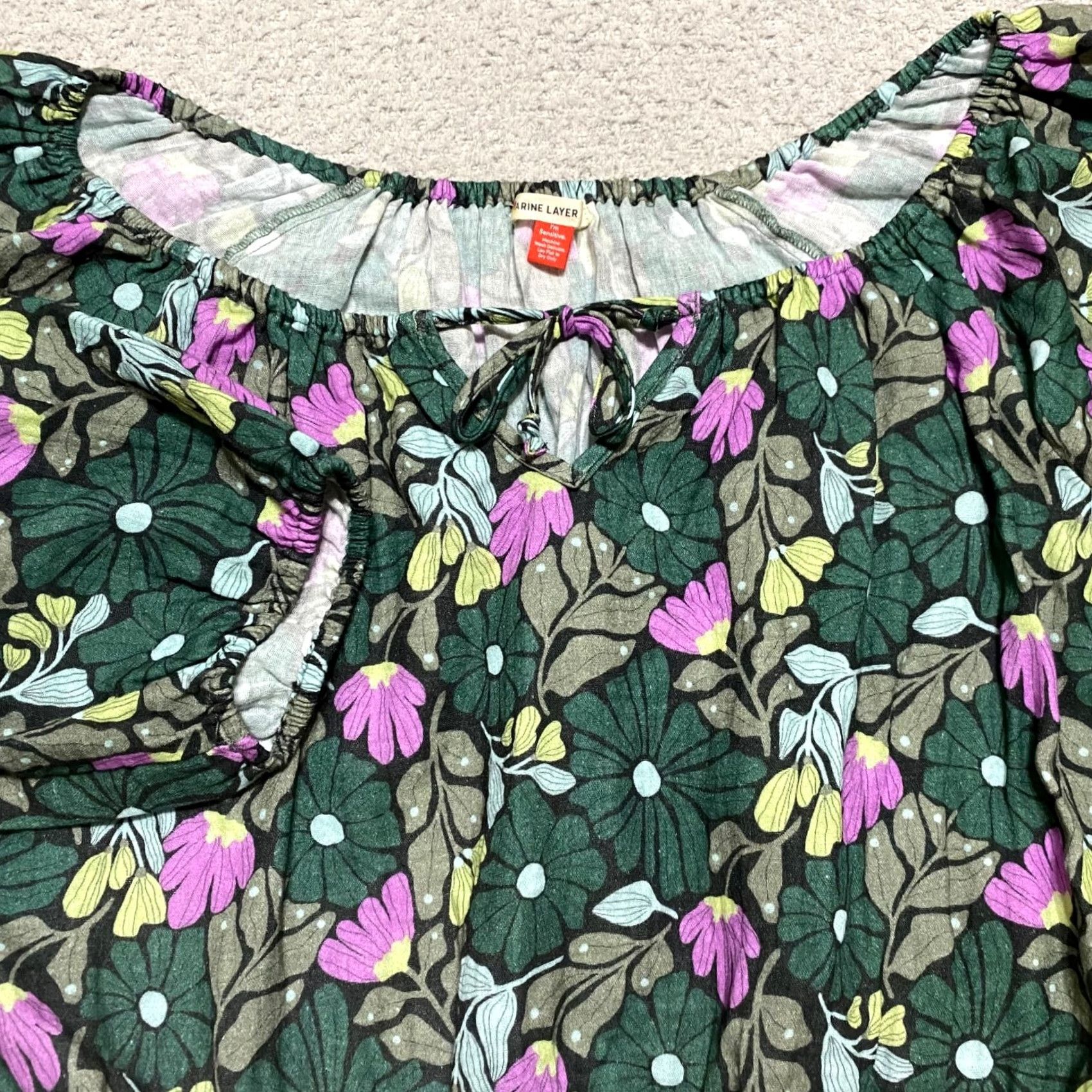 Marine Layer Marine Layer Blouse 3/4 Sleeve Multicolor Floral Tiana Crop Top Womens Large XS-XL? Size L / US 10 / IT 46 - 6 Thumbnail