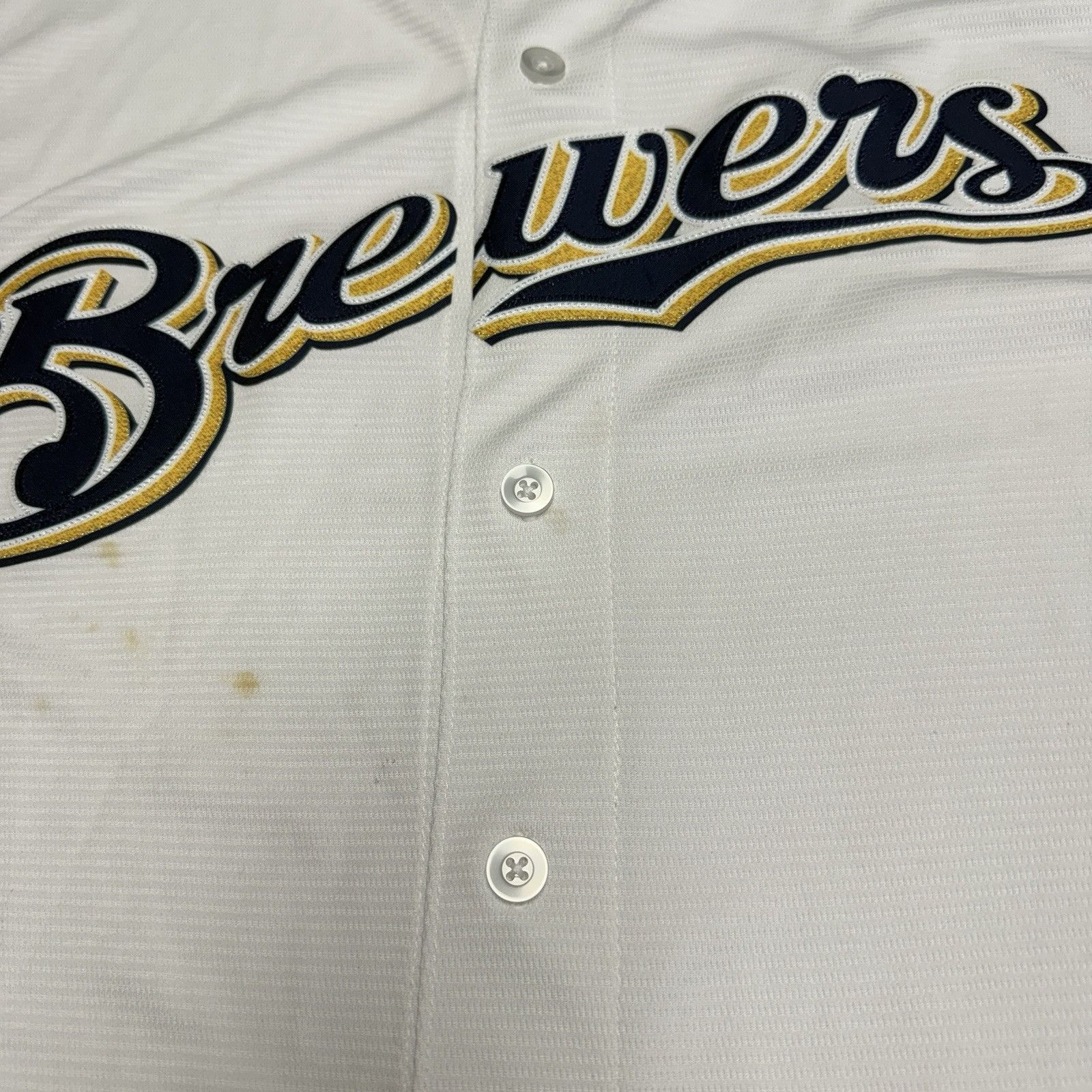 Majestic Milwaukee Brewer Majestic Cool Base MLB Jersey White Size US XL / EU 56 / 4 - 4 Thumbnail