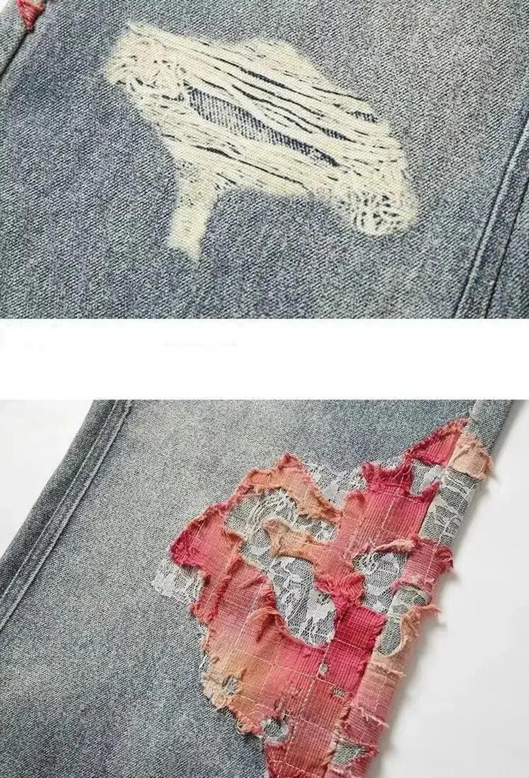 Other Torn Print Contrast Patchwork Loose Jeans Size US 33 - 6 Thumbnail