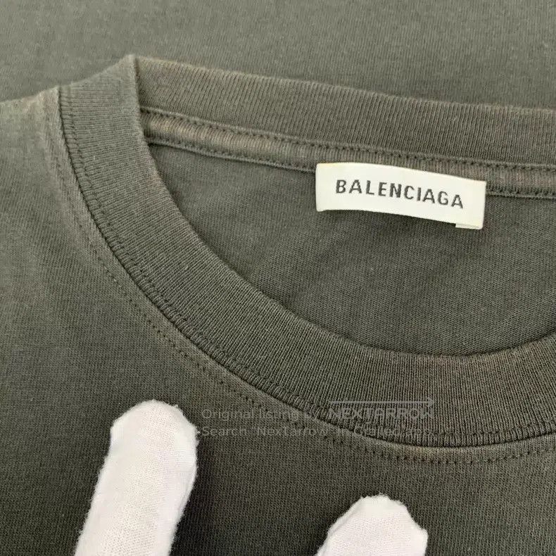 Balenciaga Balenciaga Dark Green Pattern Printed Cotton Round Neck Sh Size US M / EU 48-50 / 2 - 9 Thumbnail