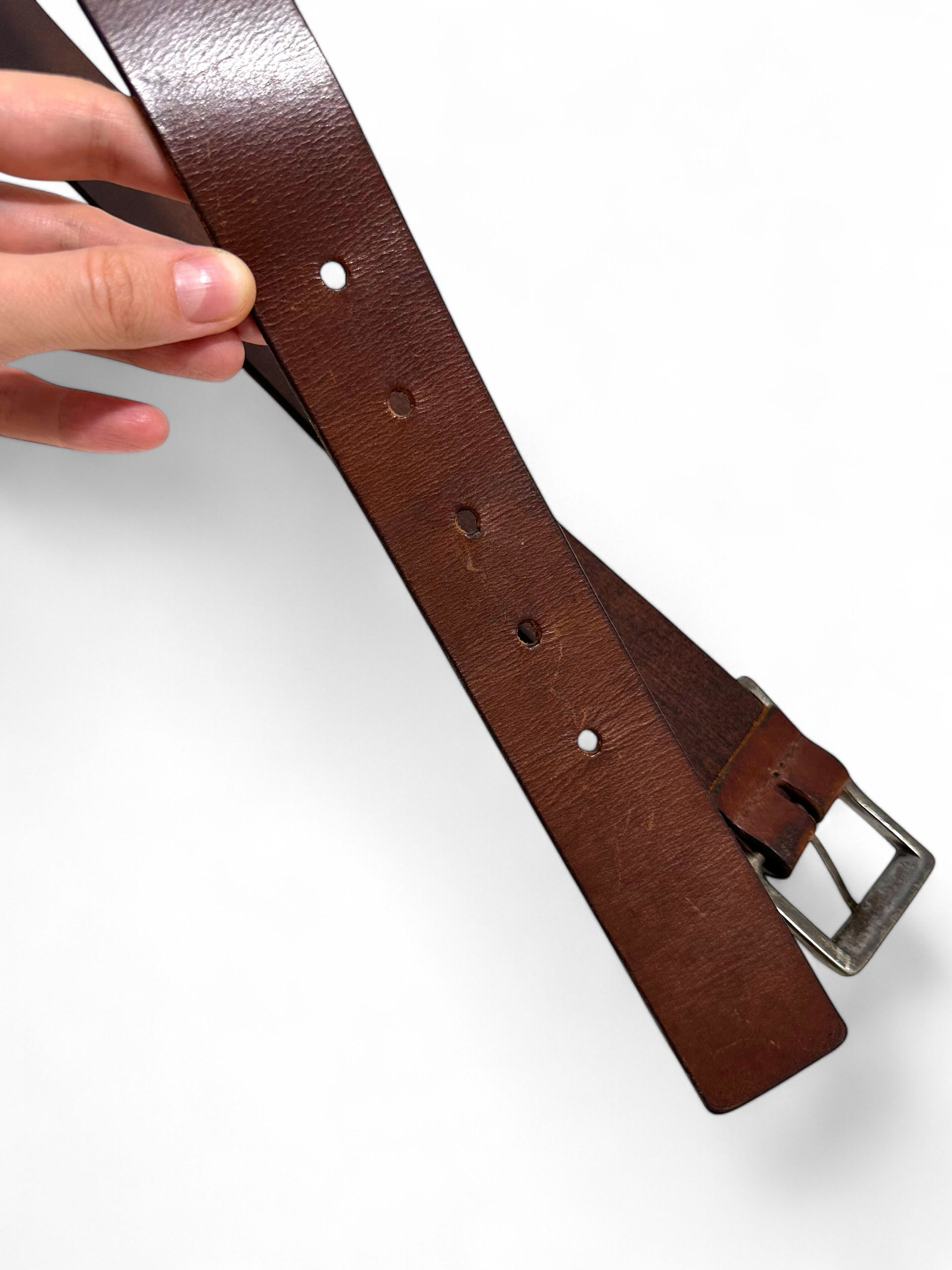 Vintage Vintage Thick Leather Brown Belt M-L Size ONE SIZE - 2 Thumbnail
