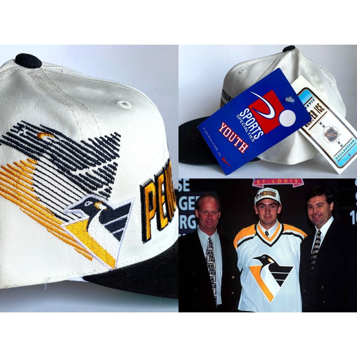 NHL × Sports Specialties NEW Pittsburgh Penguins 90s SHADOW snapback Robo Youth vtg Size ONE SIZE - 1 Thumbnail