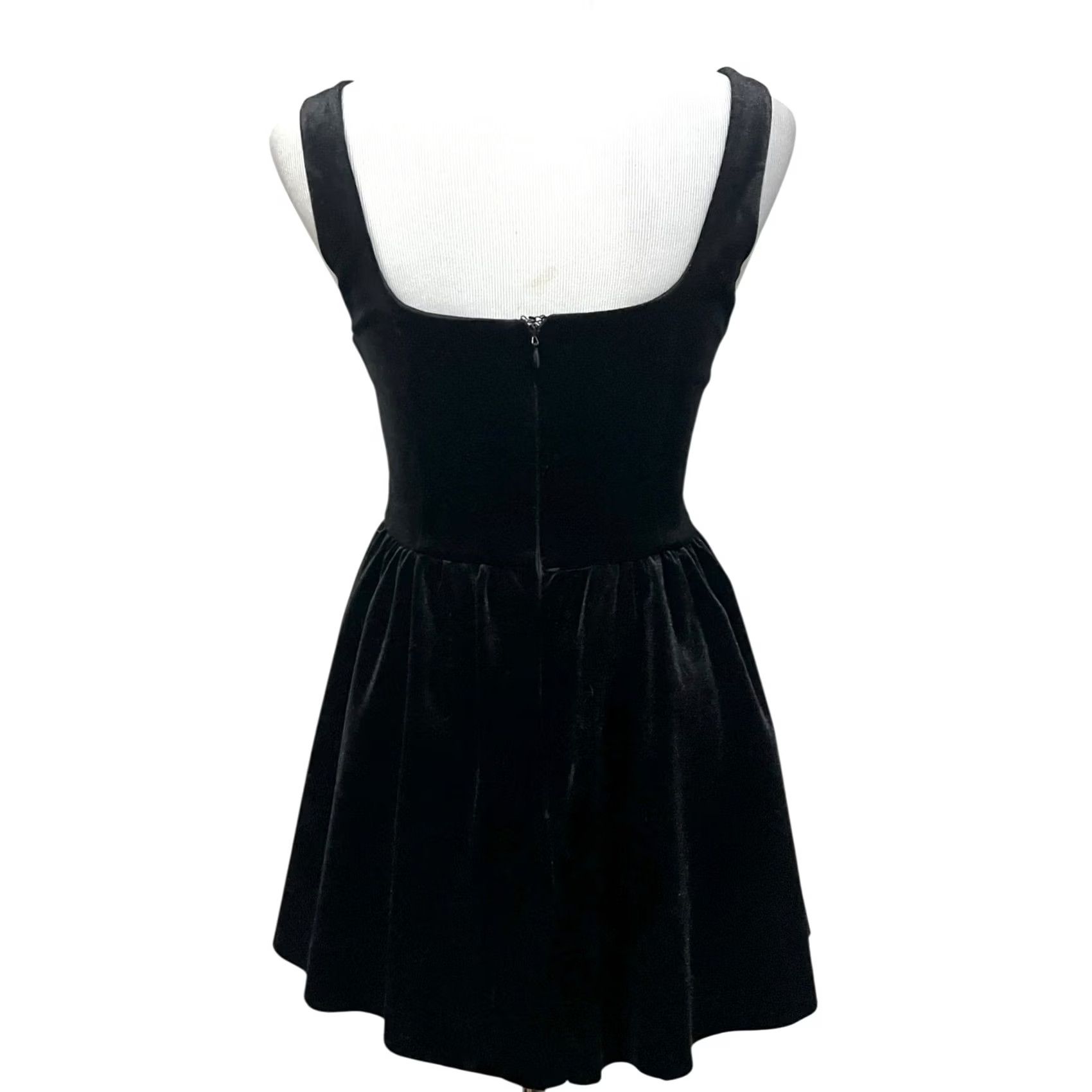 Vintage VINTAGE Miss Selfridge Velvet Mini Dress Black Corset Square Neck Party Dress Date Sz 4 Size S / US 4 / IT 40 - 7 Thumbnail