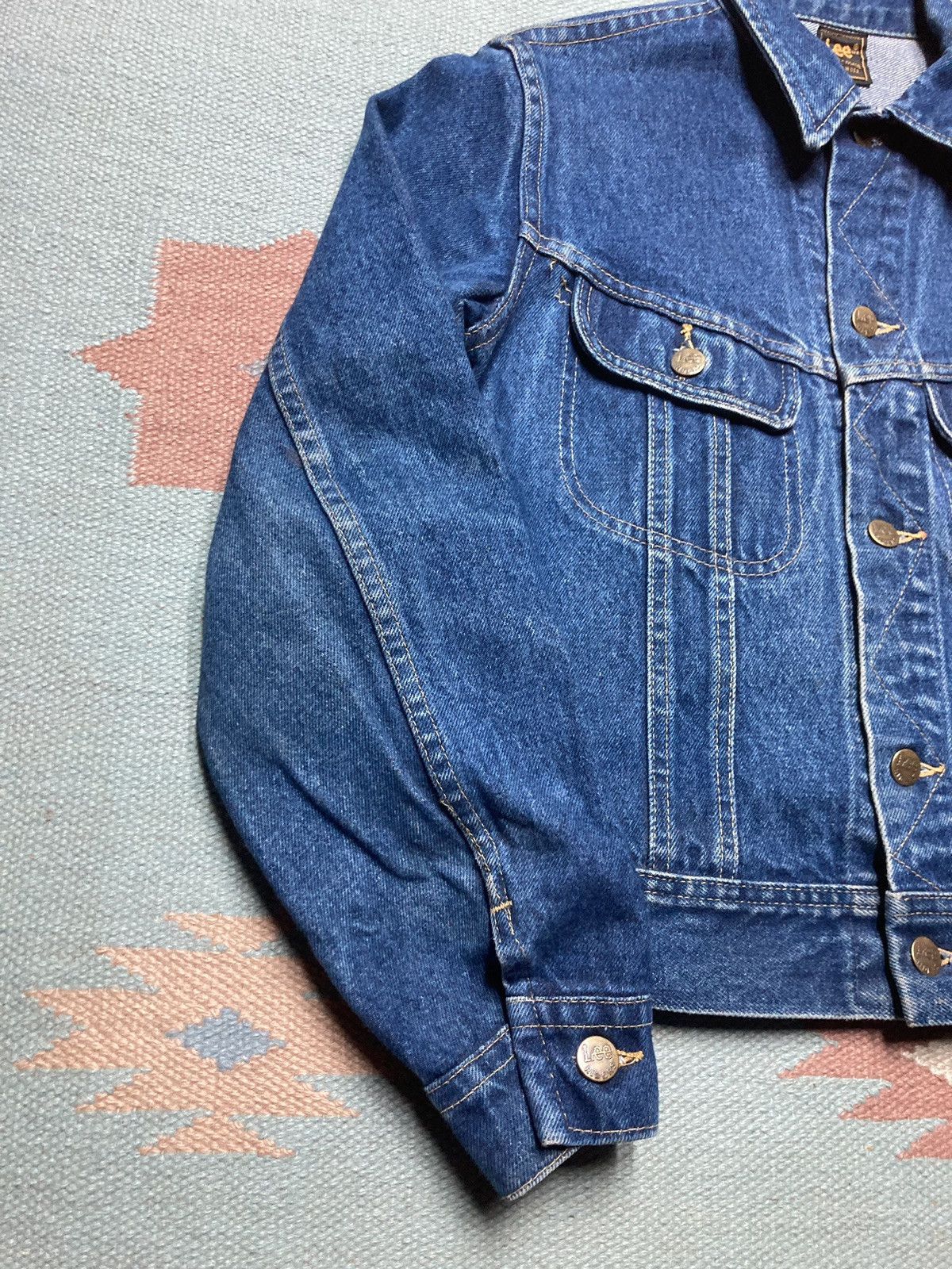 Lee × Vintage 70s lee denim trucker jacket PATD dark USA kids youth large? Size XS / US 0-2 / IT 36-38 - 3 Thumbnail
