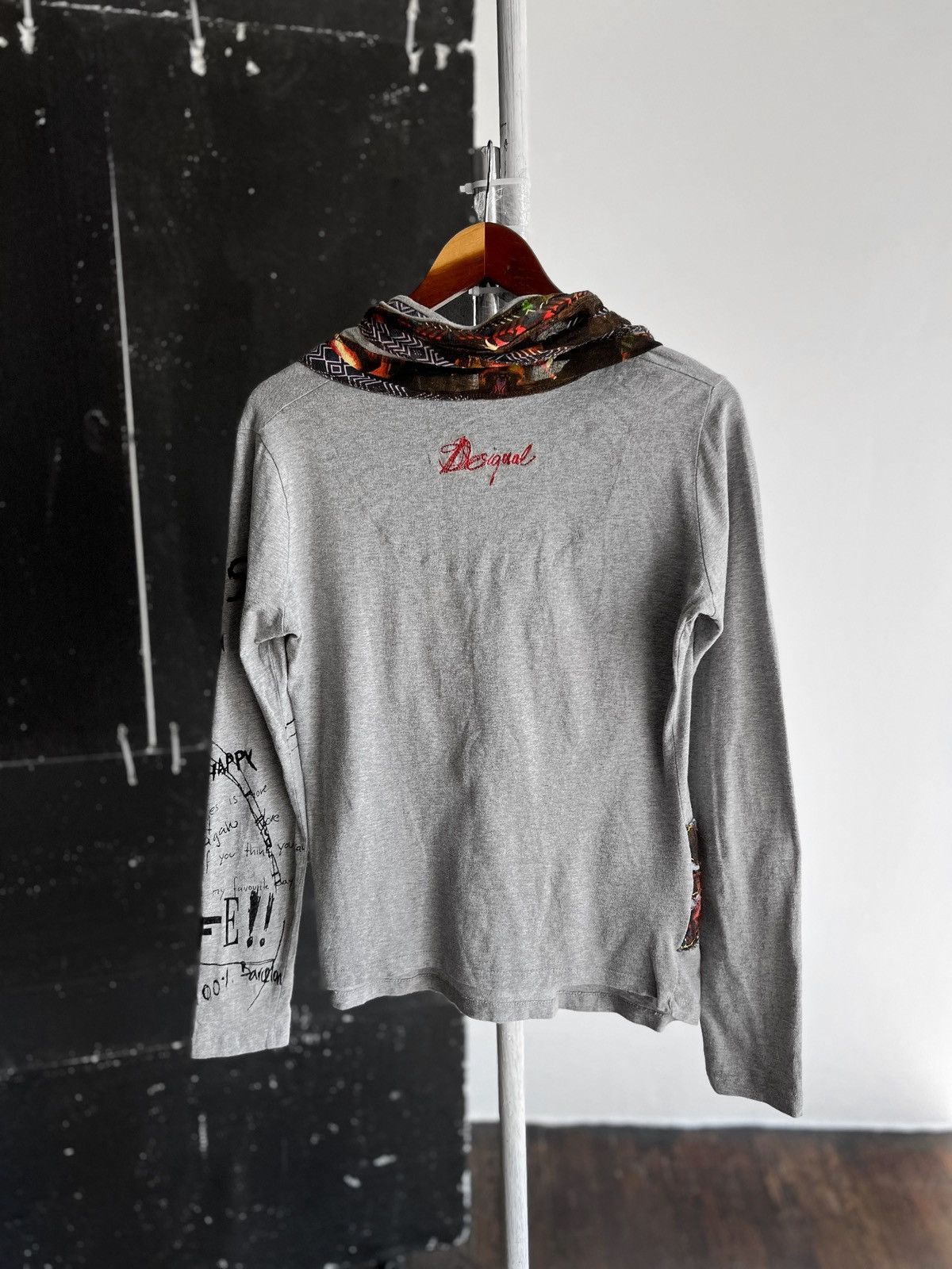 Designer × Desigual Desigual Womens Gray Long Sleeve Top Shirt Floral Size L / US 10 / IT 46 - 3 Thumbnail