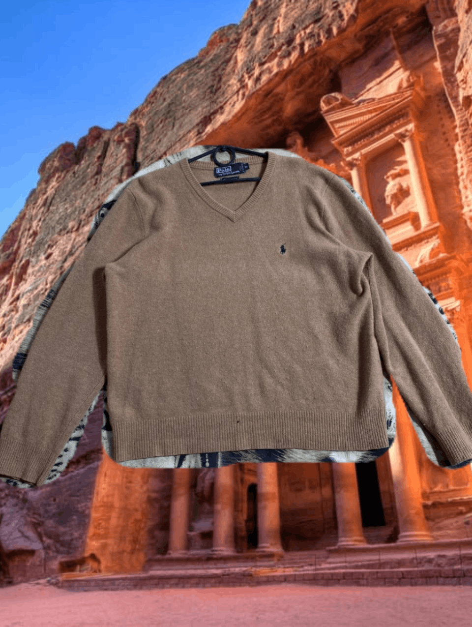 Polo Ralph Lauren × Ralph Lauren × Vintage 90s Vintage Polo Ralph Lauren Khaki Knit Sweater Size US XL / EU 56 / 4 - 1 Thumbnail