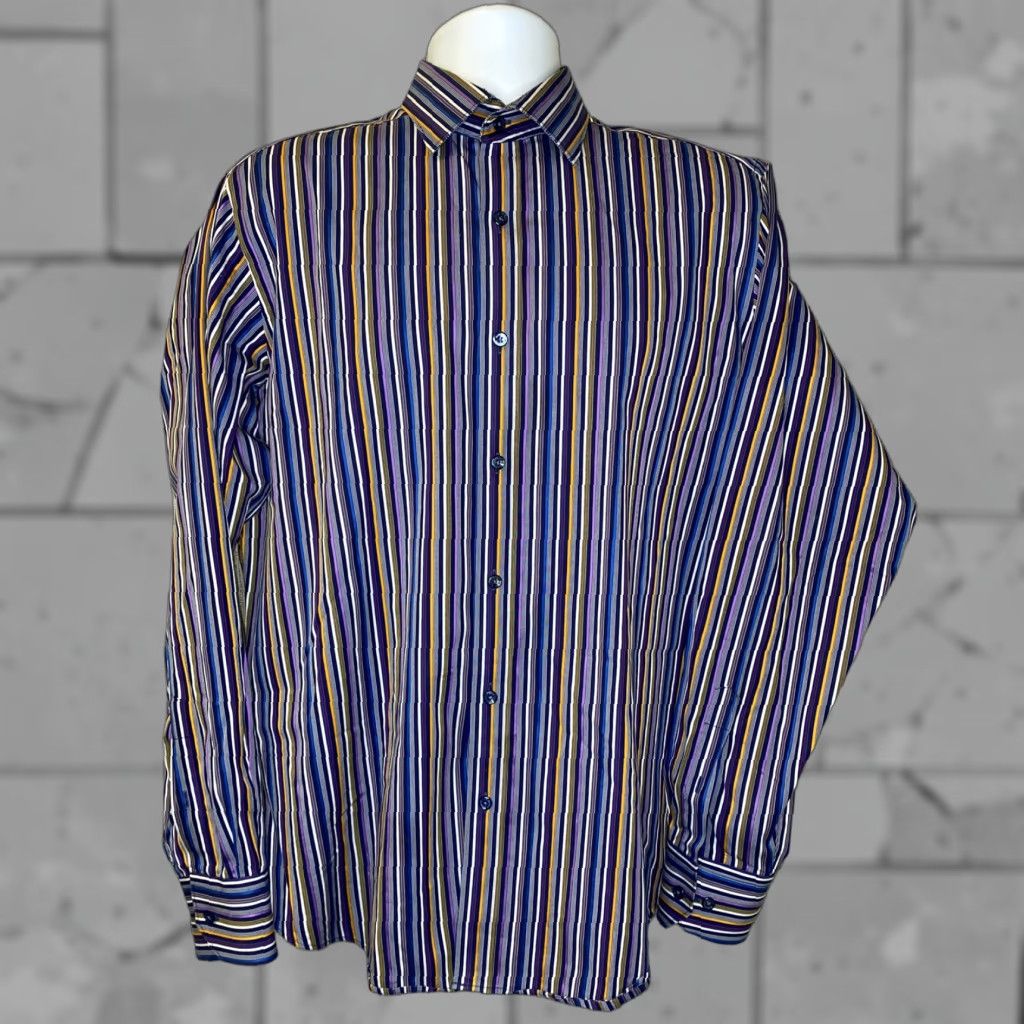 BUGATCHI Bugatchi Uomo Shirt Mens Button Front Long Sleeve Striped Multi Color Size M Size US M / EU 48-50 / 2 - 1 Thumbnail